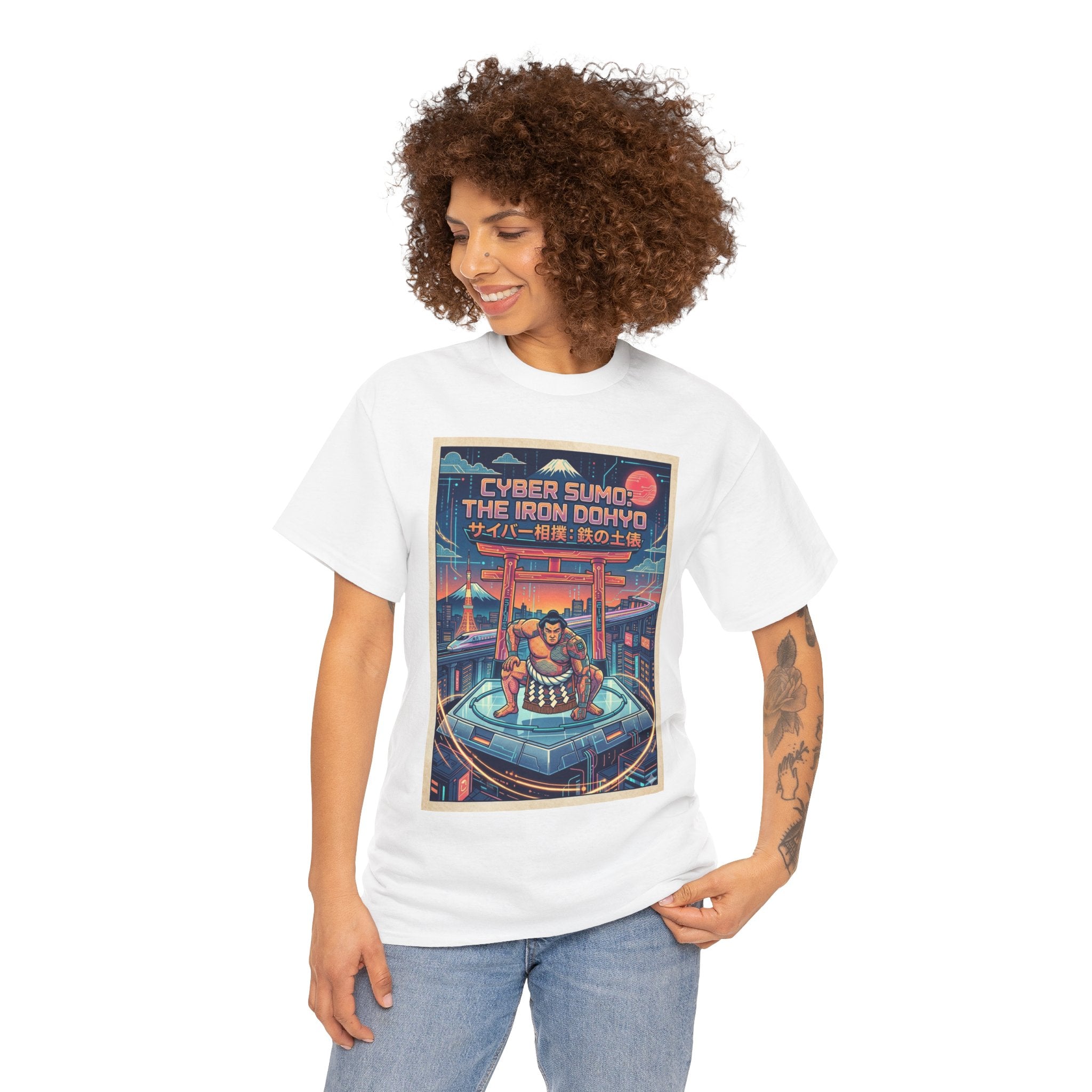 Cyber Sumo Tee — The Iron Dohyo Retro Futuristic Japanese Wrestling Graphic Shirt