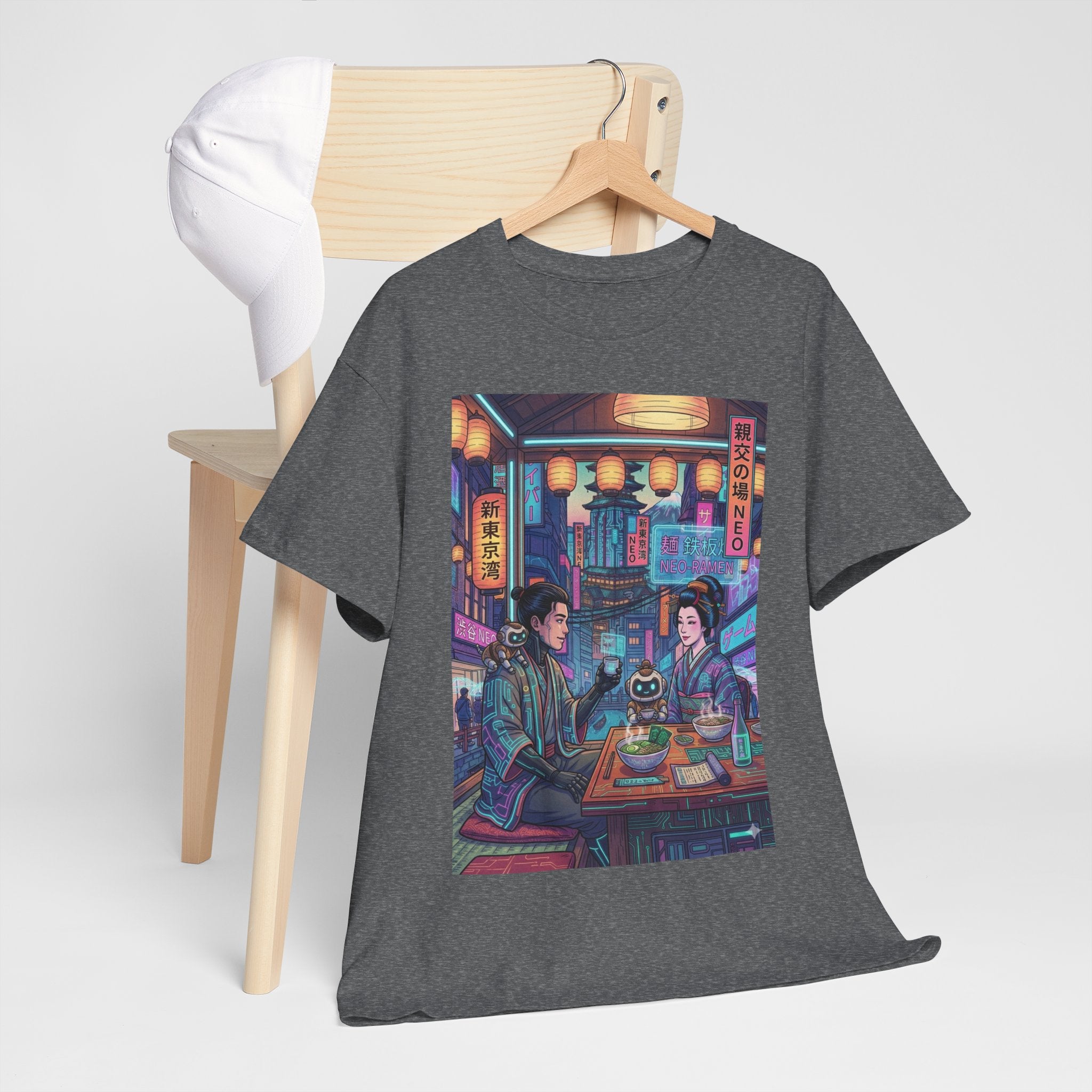 Cyberpunk Ramen Date T‑Shirt — Neon Night City Anime Streetwear - Japanese Streetwear T-Shirt | Tokyo Style X