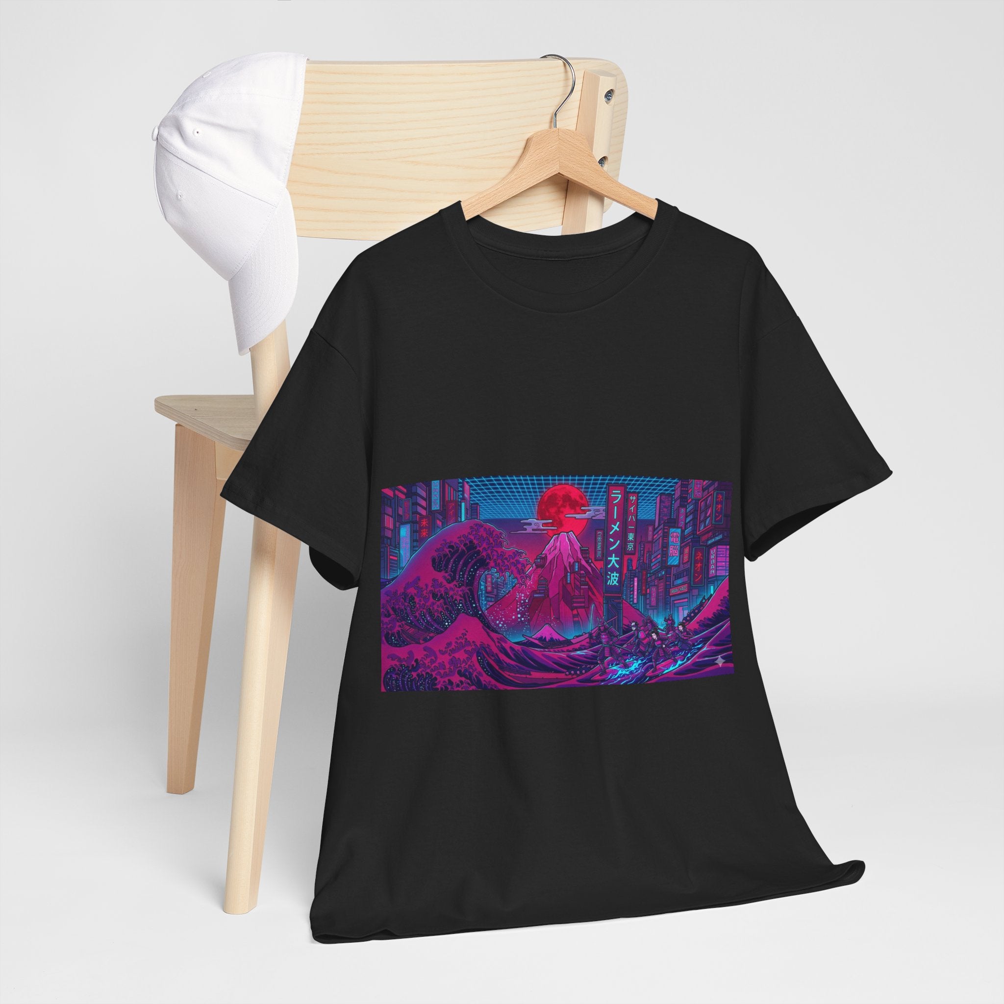 Cyberpunk Cityscape T‑Shirt — Neon Samurai Retro Wave Tee