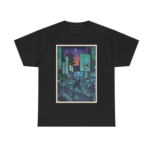 Cyberpunk Cityscape T-Shirt — Neon Night Tokyo Anime Streetwear - Japanese Streetwear T-Shirt | Tokyo Style X