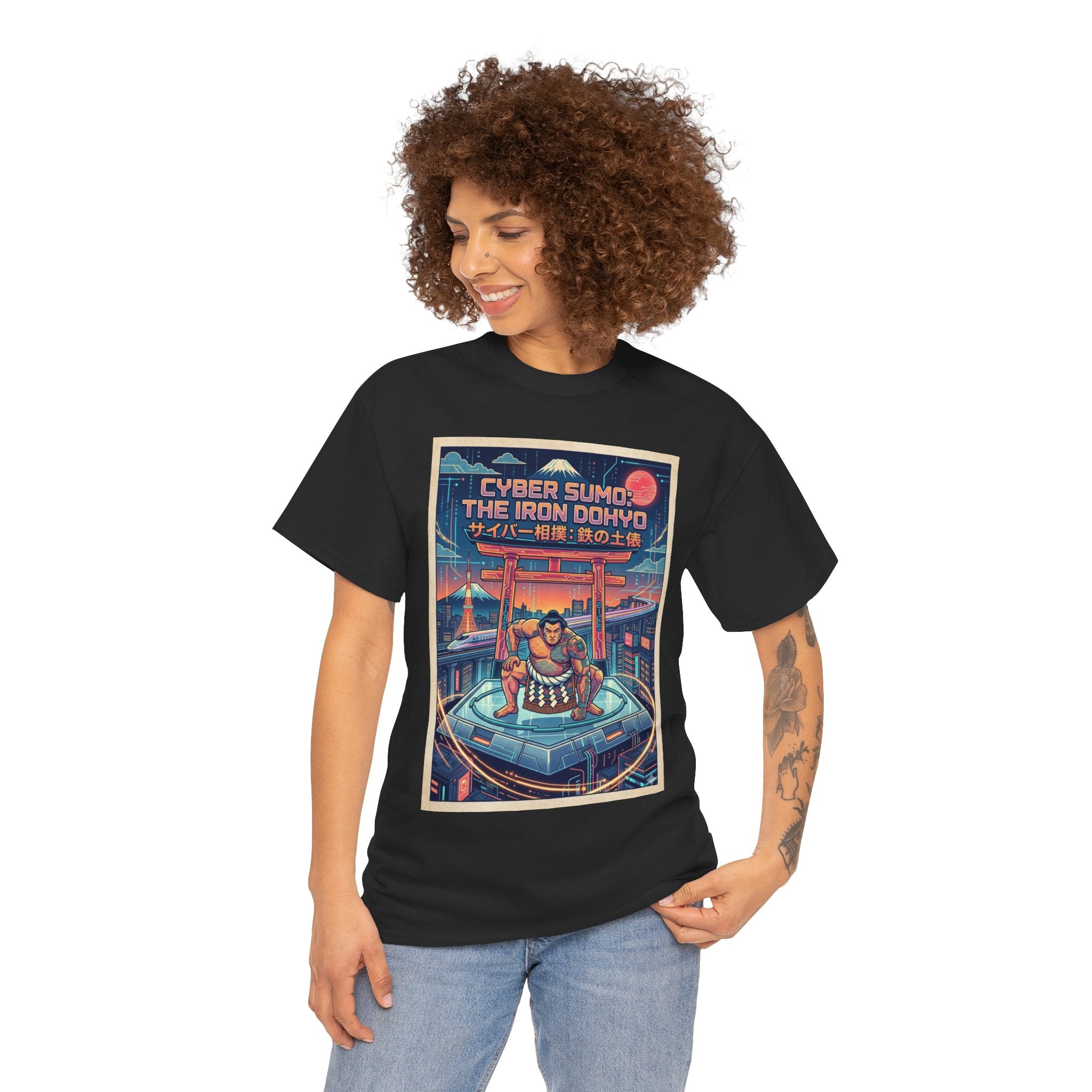 Cyber Sumo Tee — The Iron Dohyo Retro Futuristic Japanese Wrestling Graphic Shirt