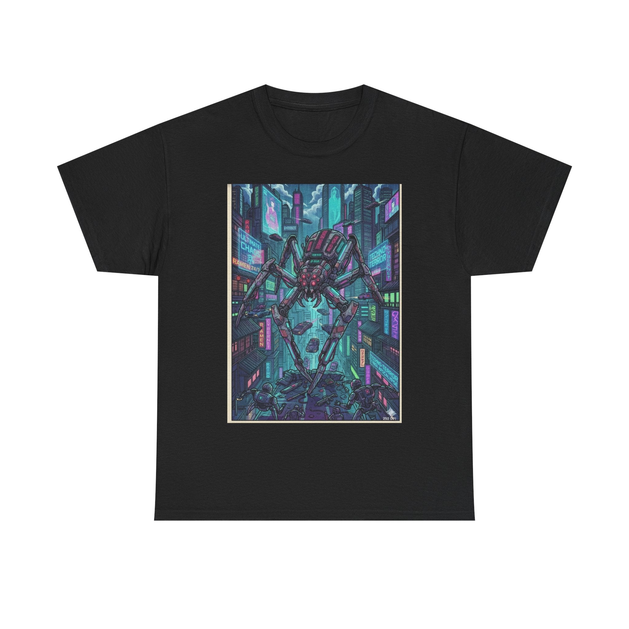 Cyberpunk Spider City T-Shirt — Neon Sci‑Fi Graphic Tee