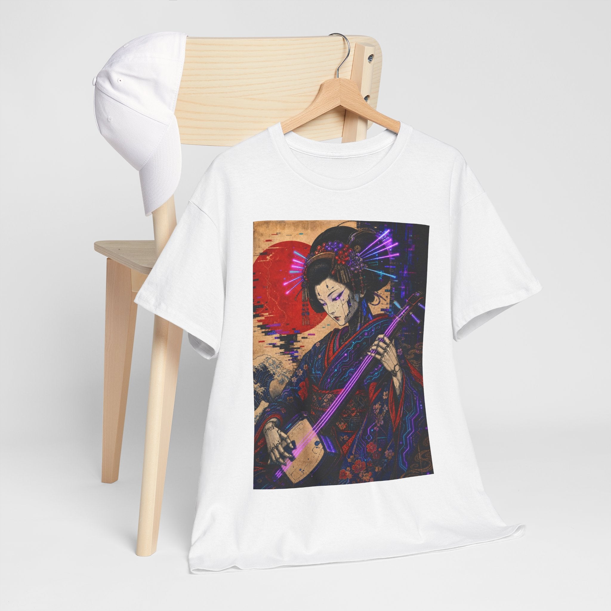 Geisha Shamisen Art Tee — Japanese Vintage-Inspired Music Graphic T-Shirt - Japanese Streetwear T-Shirt | Tokyo Style X