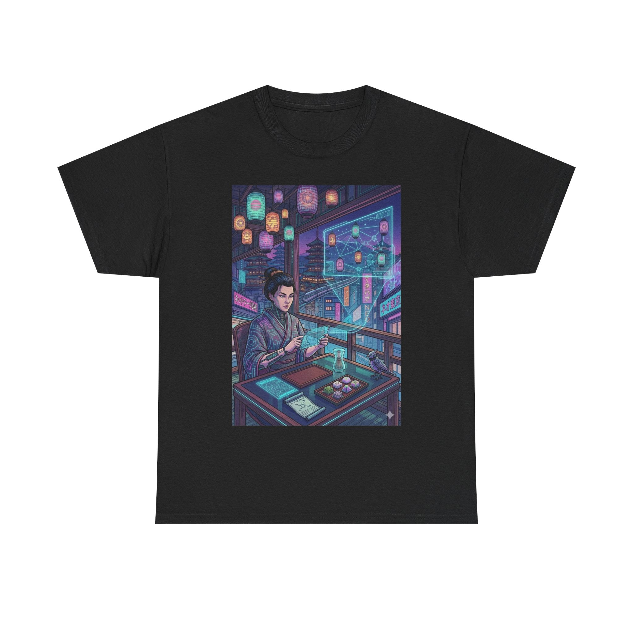 Cyberpunk Programmer Tee — Neon Night City Tech Art T-Shirt - Japanese Streetwear T-Shirt | Tokyo Style X
