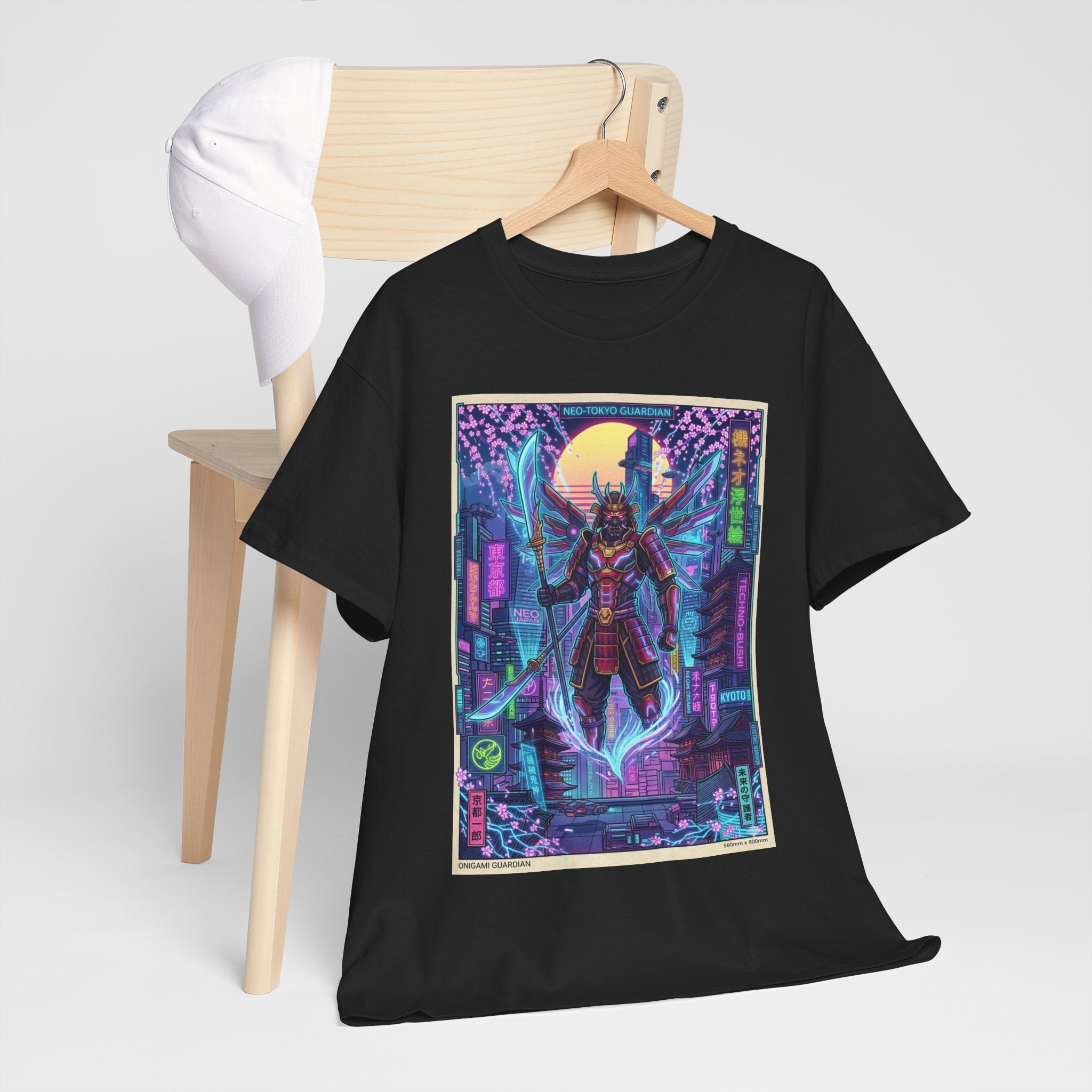 Cyberpunk Samurai T-Shirt — Neon Futuristic Japan Graphic Tee - Japanese Streetwear T-Shirt | Tokyo Style X