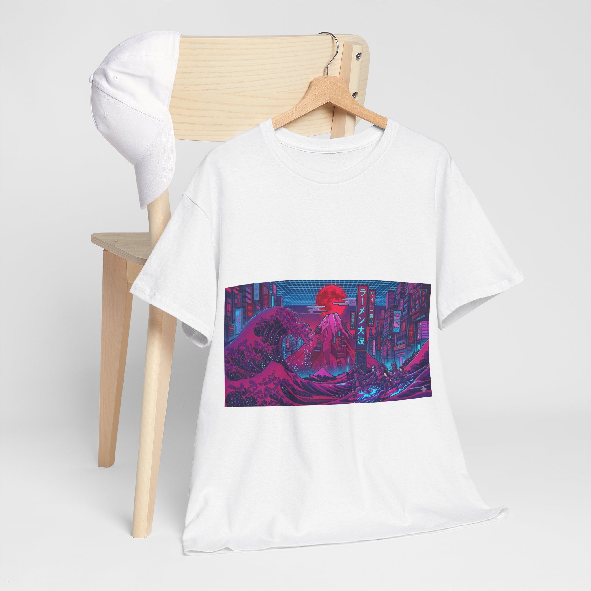 Cyberpunk Cityscape T‑Shirt — Neon Samurai Retro Wave Tee