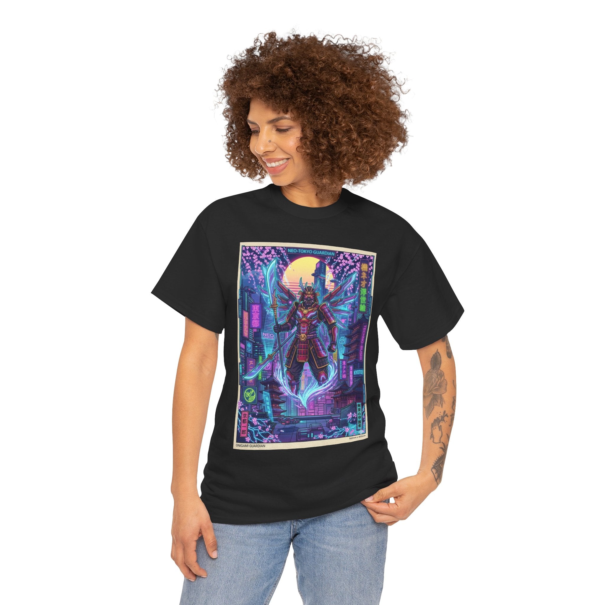 Cyberpunk Samurai T-Shirt — Neon Futuristic Japan Graphic Tee - Japanese Streetwear T-Shirt | Tokyo Style X