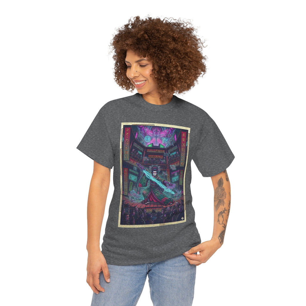 Cyberpunk Sorcerer Tee — Neon Mage Illustration Graphic T‑Shirt