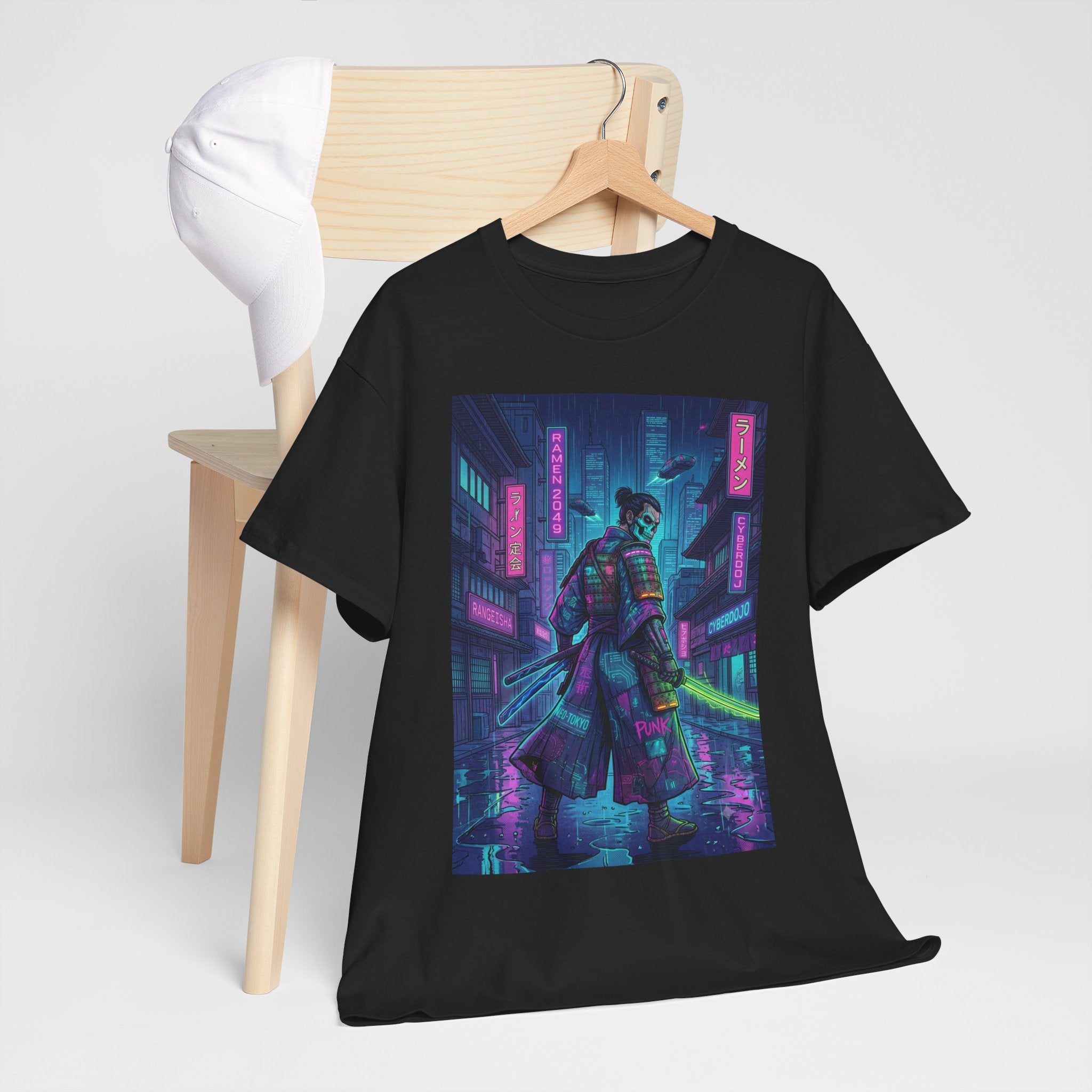 Cyberpunk Samurai T-Shirt — Neon City Night Rider Graphic Tee