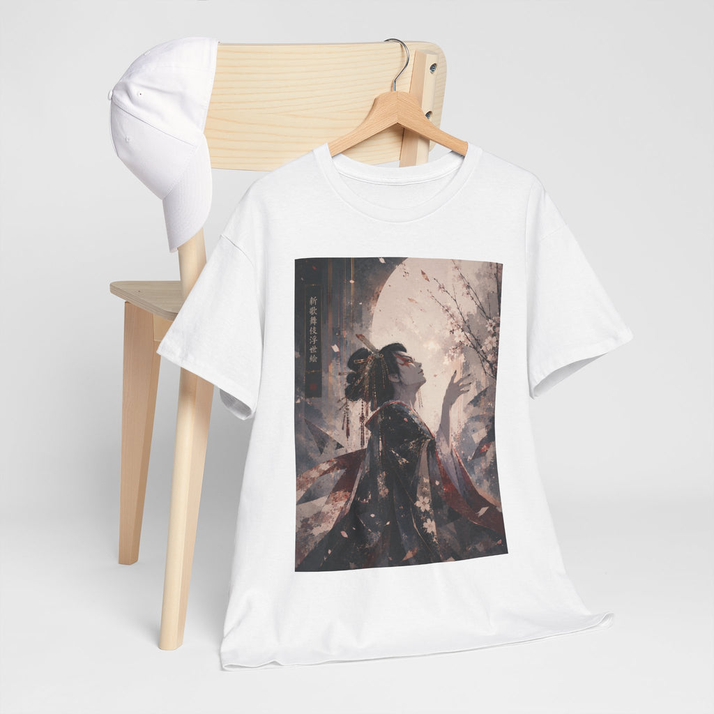Geisha Moonlight Art Tee — Japanese Aesthetic Graphic T-Shirt