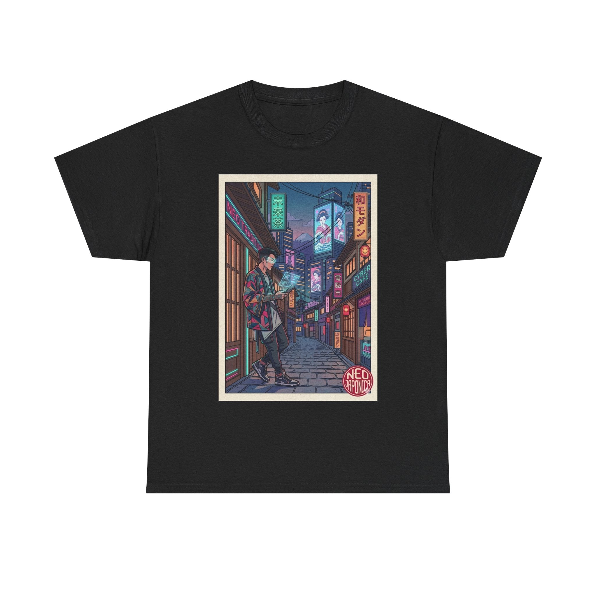 T-Shirt — Neon City Anime Streetwear Tee (Cyberpunk Nightscape) - Japanese Streetwear T-Shirt | Tokyo Style X