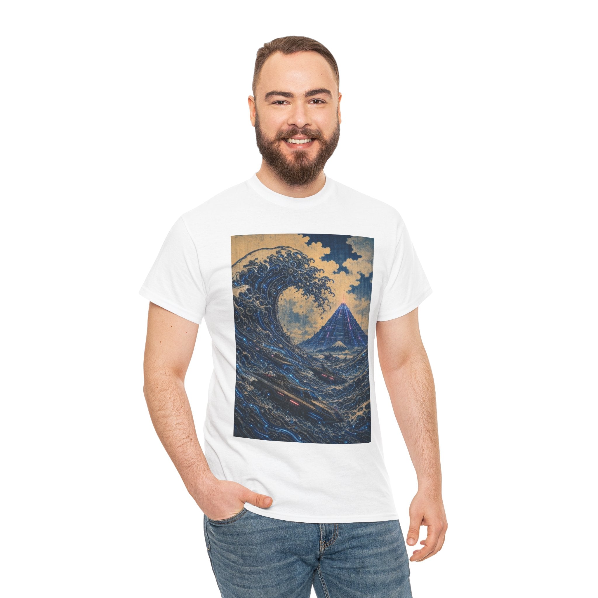Wave & Mount Fuji Art Tee — Vintage Japanese Wave Graphic T-Shirt