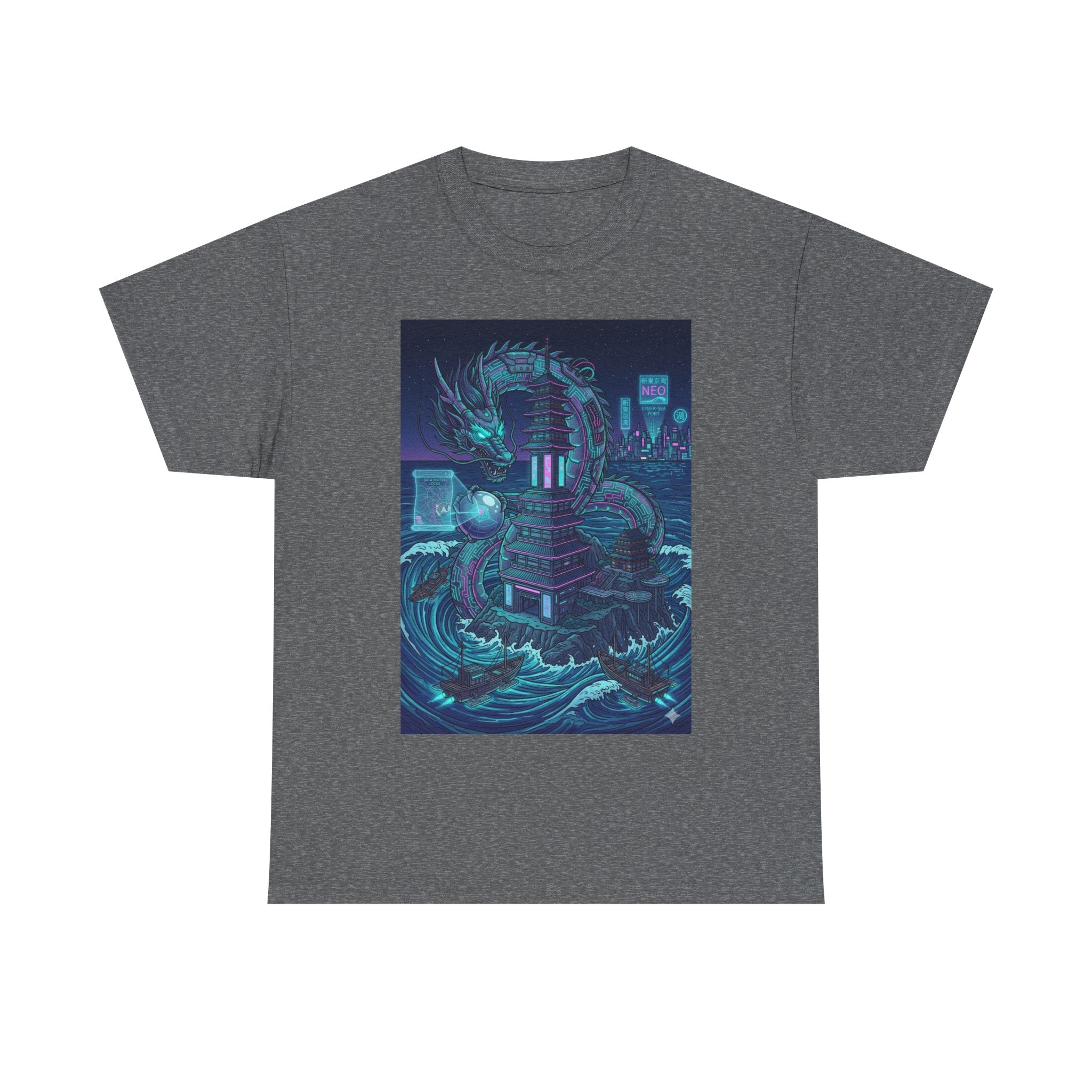 T-Shirt — Neon Cyber Sea Dragon Graphic Tee - Japanese Streetwear T-Shirt | Tokyo Style X