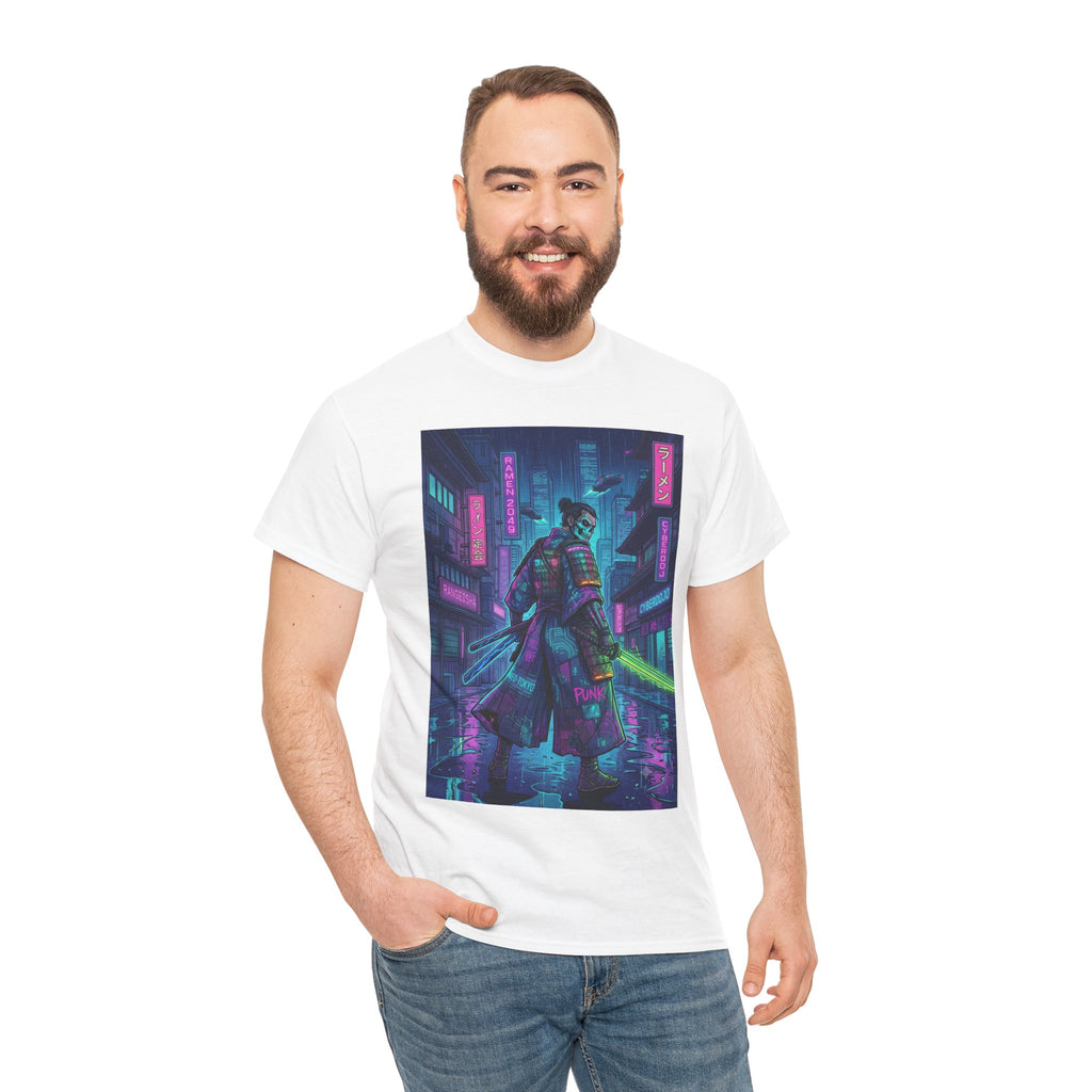 Cyberpunk Samurai T-Shirt — Neon City Night Rider Graphic Tee