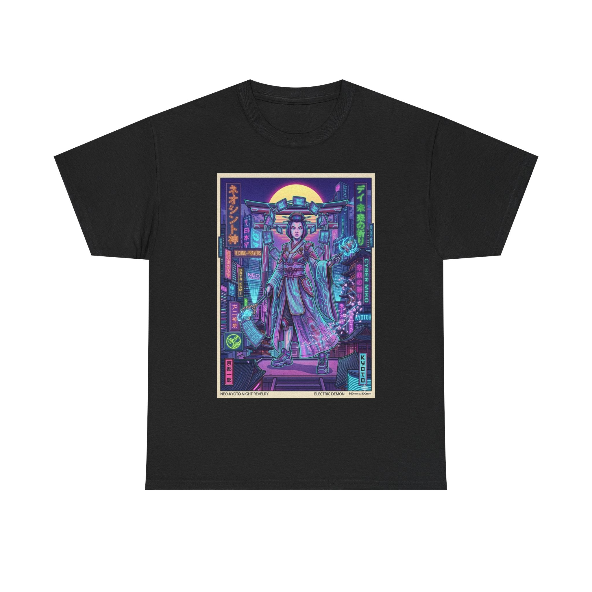Geisha Cyberpunk T-Shirt — Neon Tokyo Night Graphic Tee - Japanese Streetwear T-Shirt | Tokyo Style X