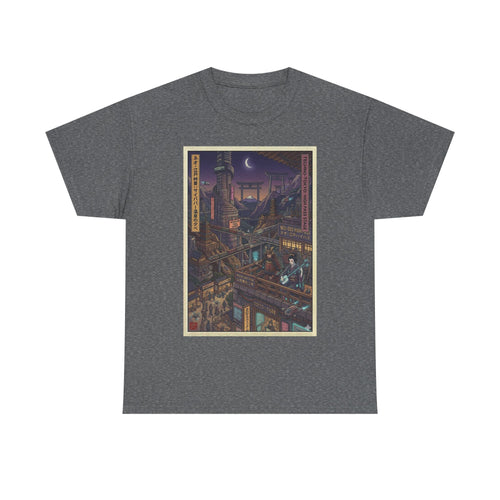 City of Lanterns Nightscape Tee — Cyberpunk Illustration T-Shirt - Japanese Streetwear T-Shirt | Tokyo Style X