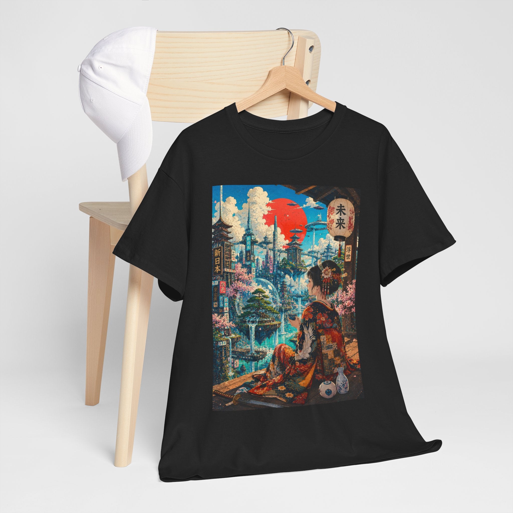 Cyber Geisha T‑Shirt — Futuristic Japanese Cityscape Graphic Tee - Japanese Streetwear T-Shirt | Tokyo Style X
