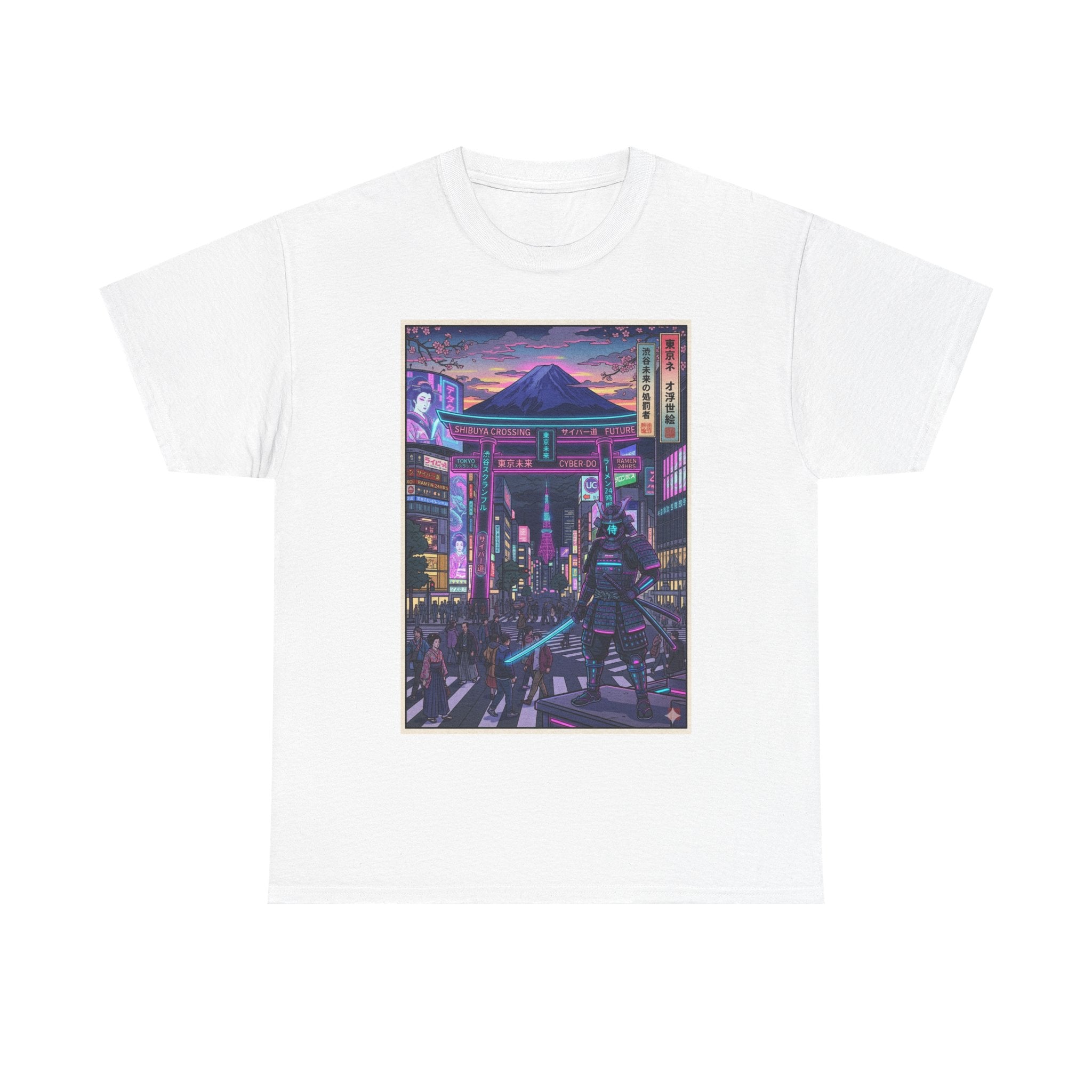 Cyberpunk Night Market T-Shirt — Neon Samurai Tokyo Streetwear
