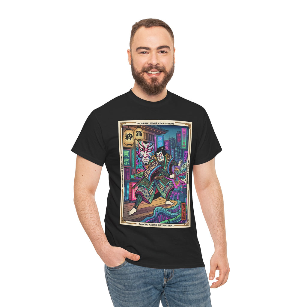 Kabuki Cyberpunk T-Shirt — Neon Samurai Art Tee