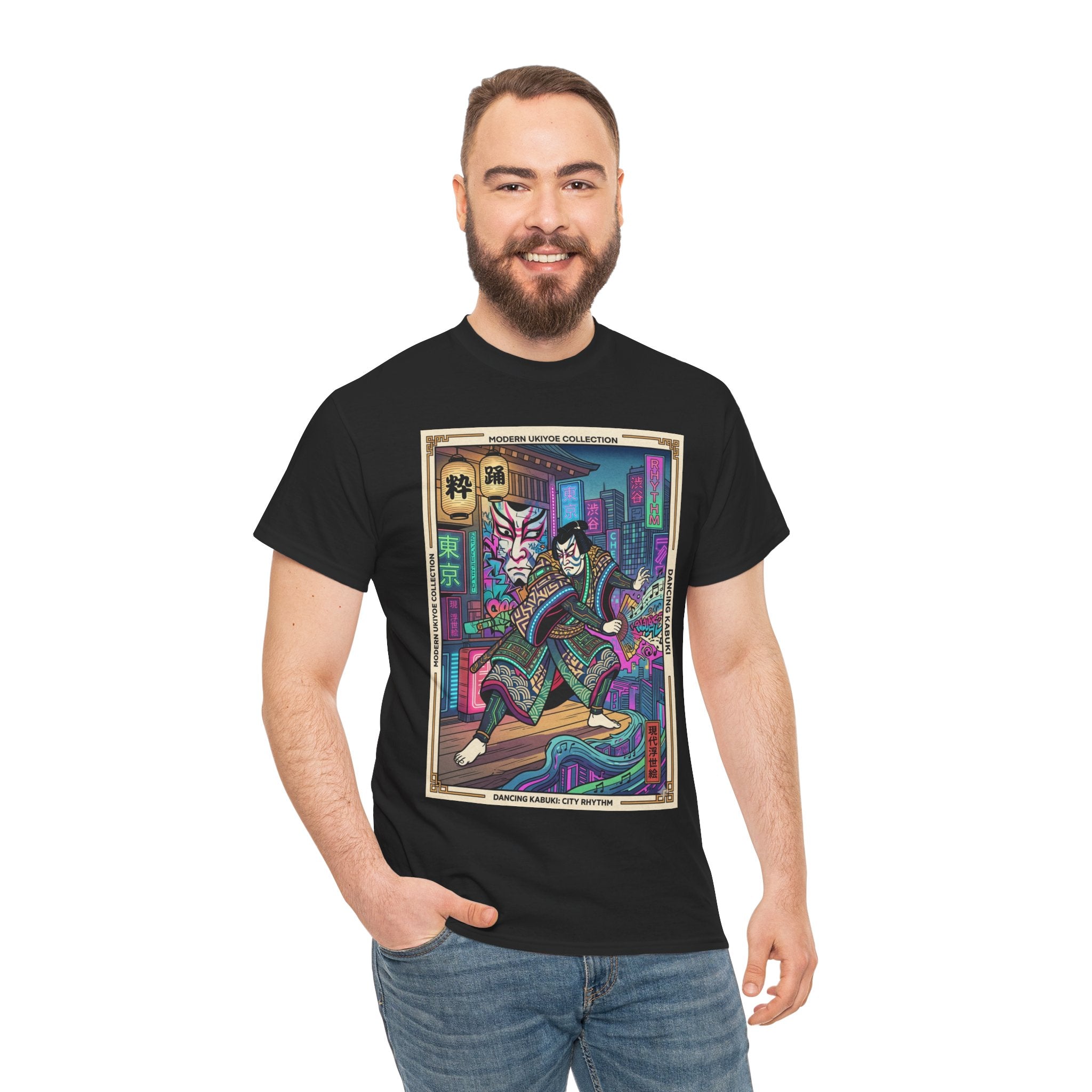 Kabuki Cyberpunk T-Shirt — Neon Samurai Art Tee
