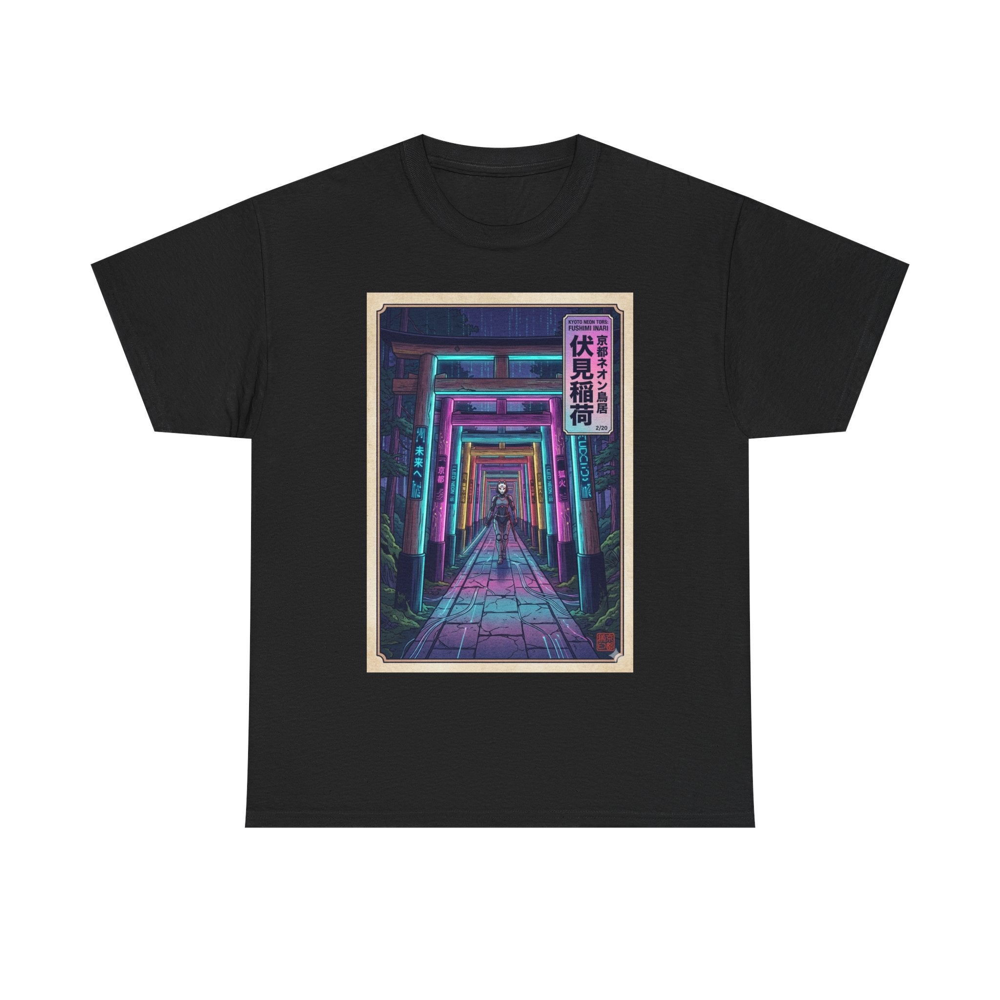 Neon Torii Gate Tee — Vaporwave Fushimi Inari Tunnel Graphic T-Shirt