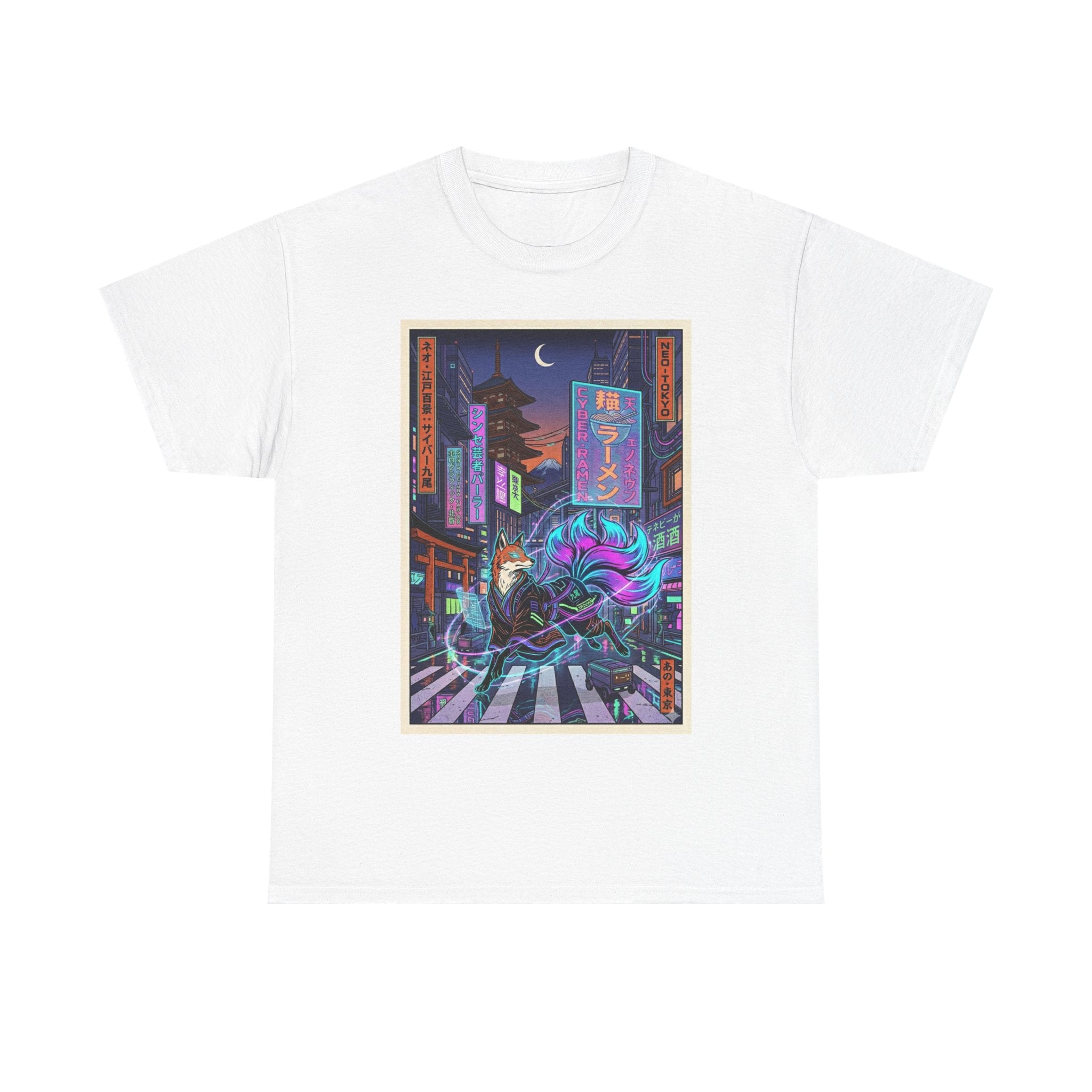 Cyberpunk Fox Tee — Neon Night Street Samurai Graphic T-Shirt - Japanese Streetwear T-Shirt | Tokyo Style X