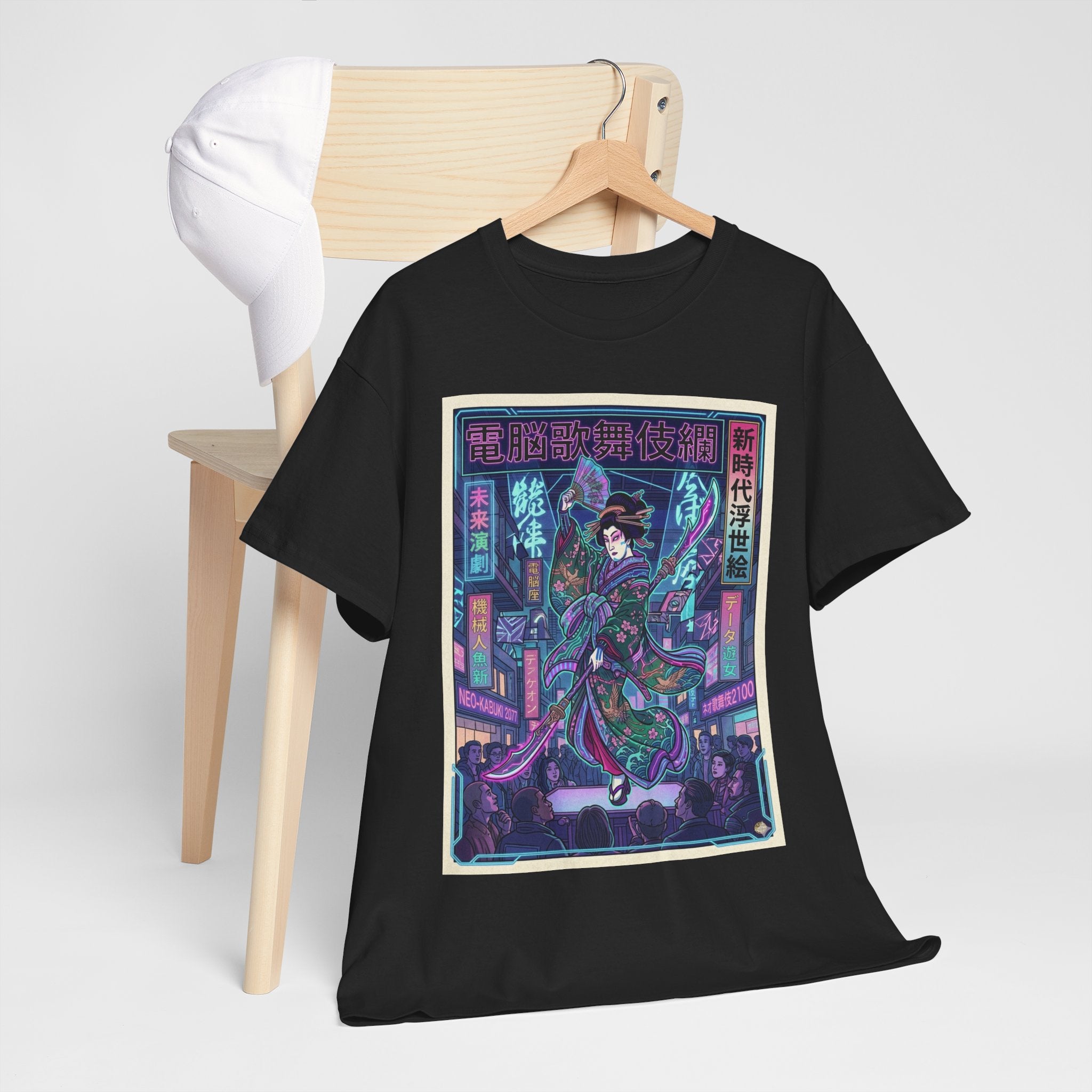 Cyberpunk Geisha T‑Shirt — Neon Tokyo Ukiyo‑e Graphic Tee - Japanese Streetwear T-Shirt | Tokyo Style X