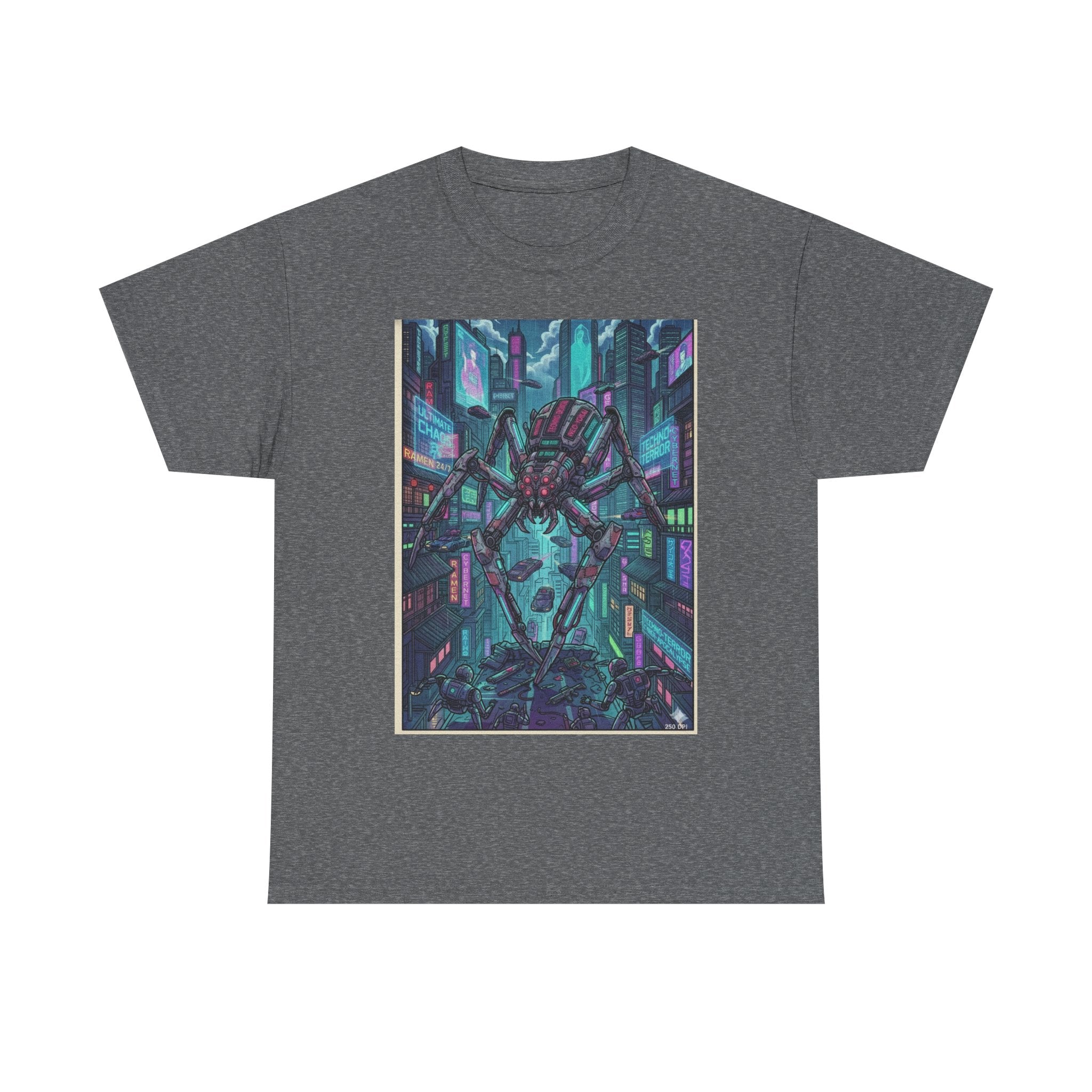 Cyberpunk Spider City T-Shirt — Neon Sci‑Fi Graphic Tee