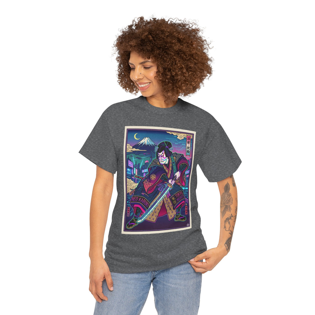 Samurai Night T-Shirt — Neon Ukiyo-e Sword Art Tee - Japanese Streetwear T-Shirt | Tokyo Style X