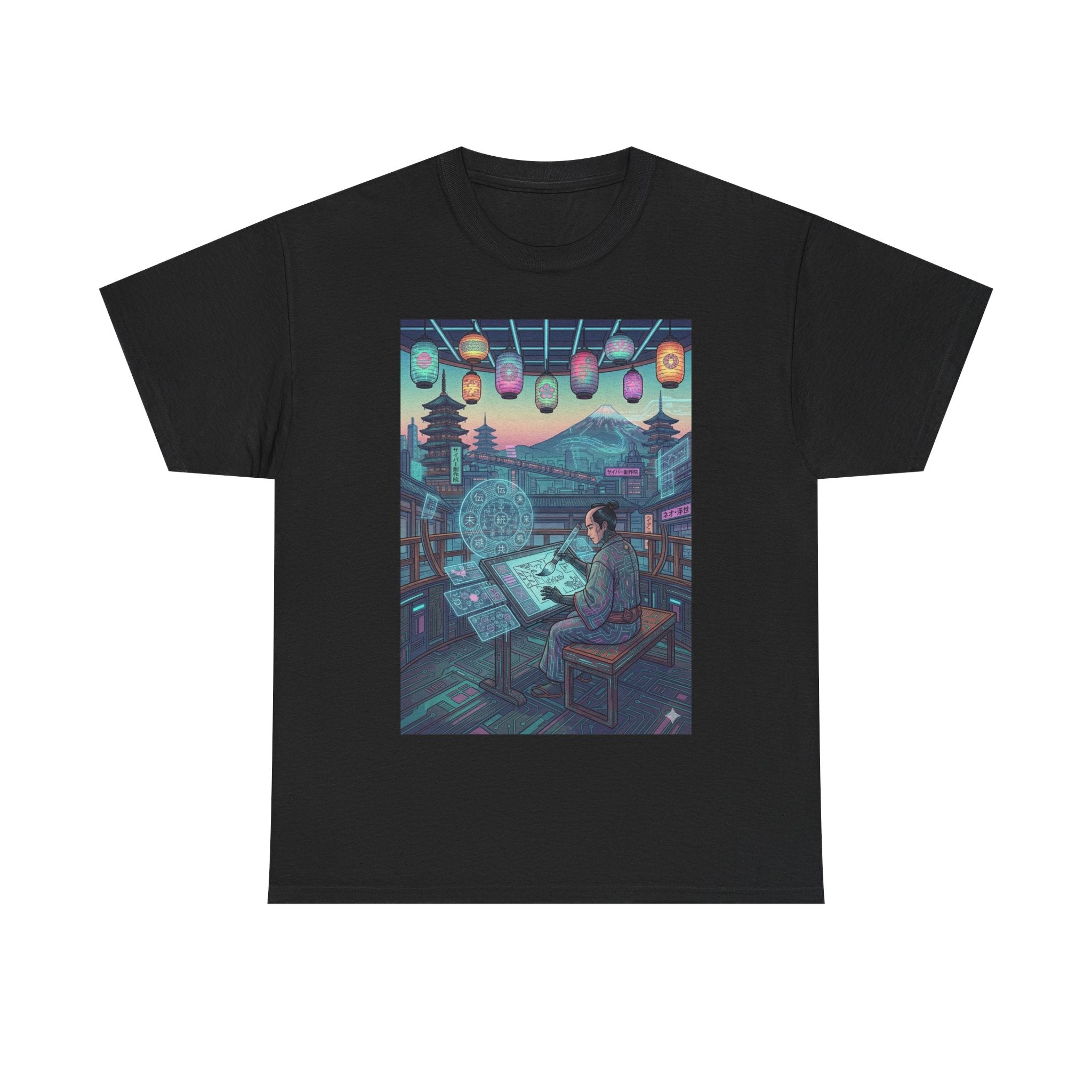 Cyberpunk Artist Tee — Night Studio Illustration T-Shirt - Japanese Streetwear T-Shirt | Tokyo Style X
