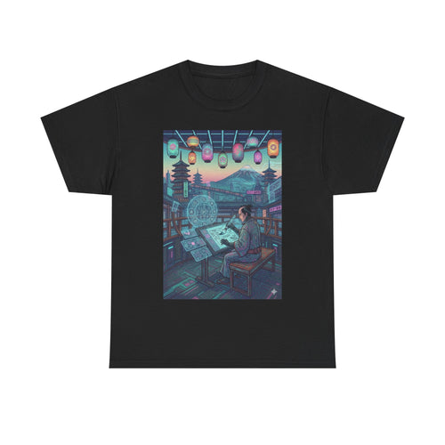 Cyberpunk Artist Tee — Night Studio Illustration T-Shirt - Japanese Streetwear T-Shirt | Tokyo Style X