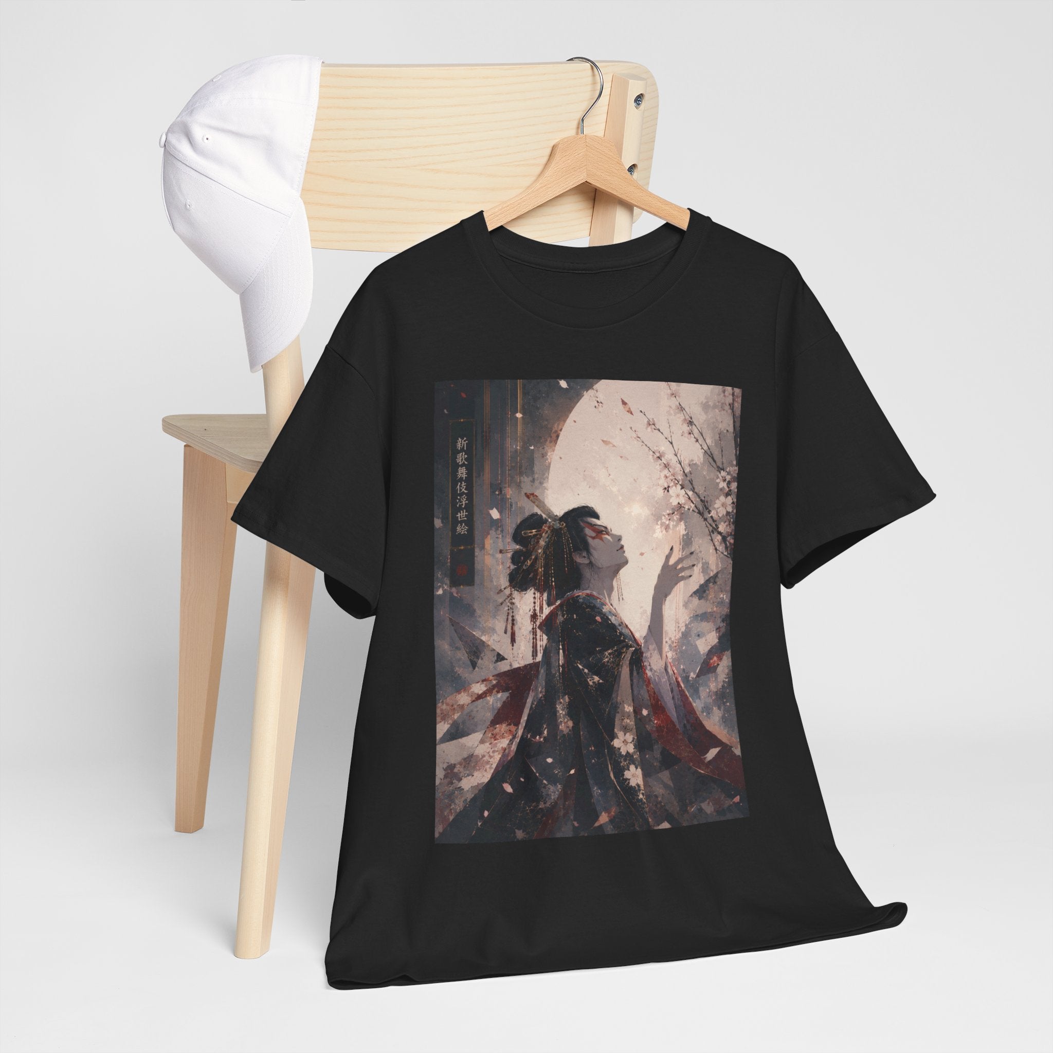 Geisha Moonlight Art Tee — Japanese Aesthetic Graphic T-Shirt