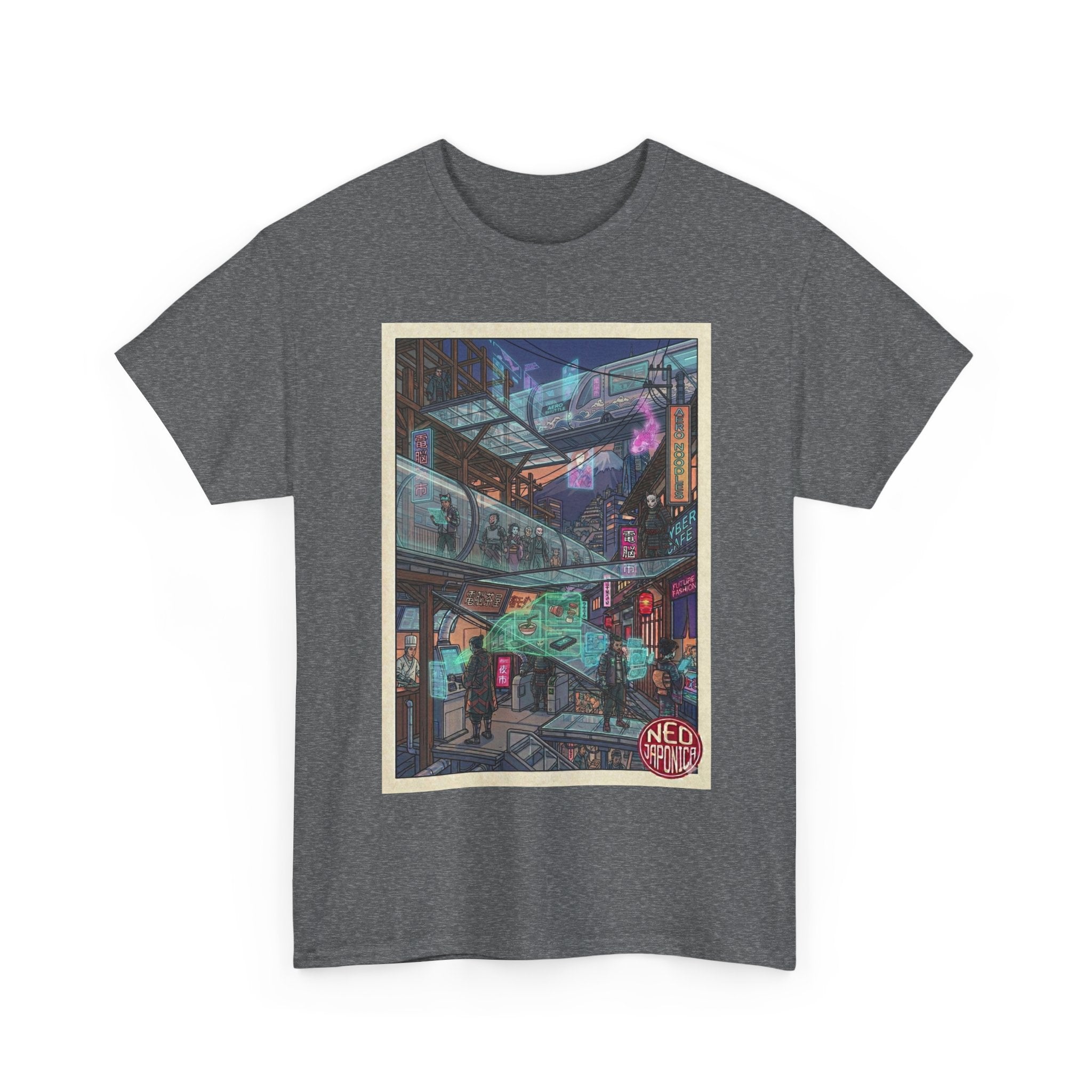 Cyberpunk Cityscape T-Shirt — Neon Alley Urban Art Tee - Japanese Streetwear T-Shirt | Tokyo Style X