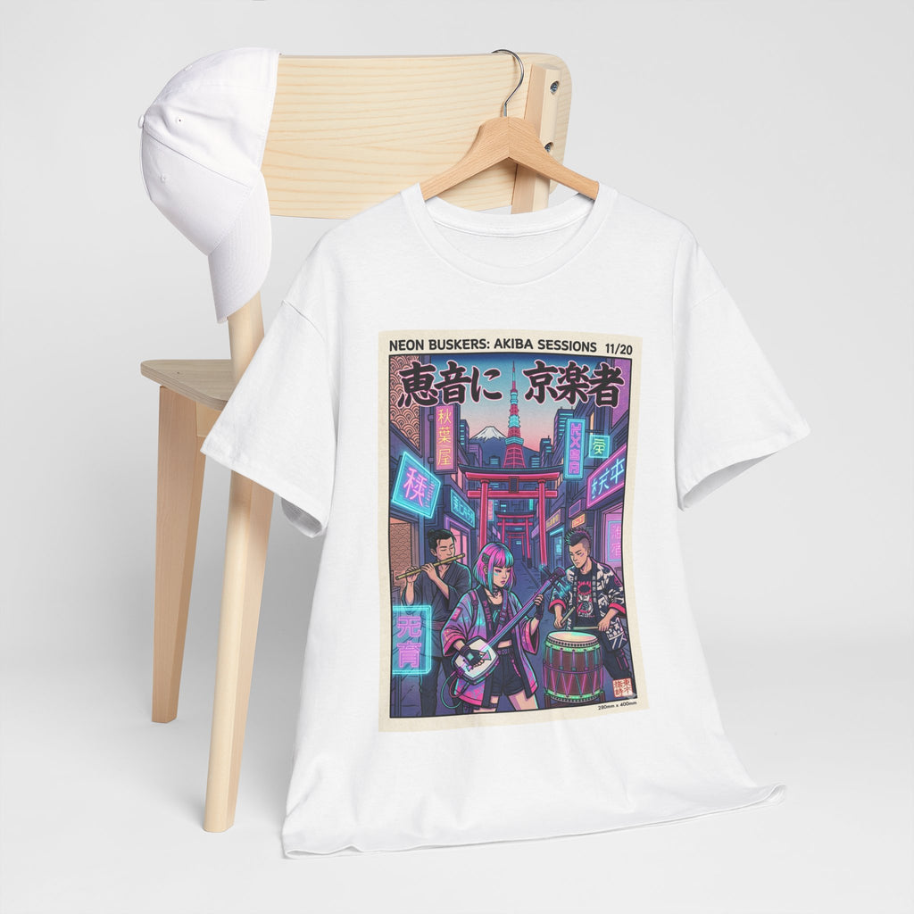 Japanese Night Market Band Tee — Neon Akiba Sessions Graphic T-Shirt