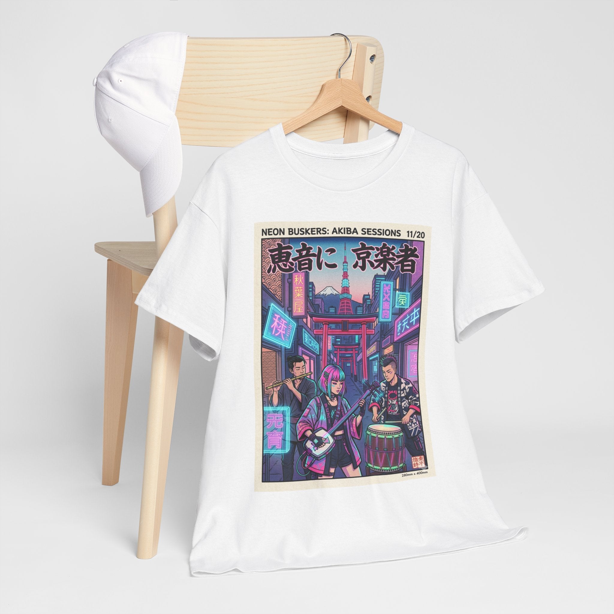Japanese Night Market Band Tee — Neon Akiba Sessions Graphic T-Shirt