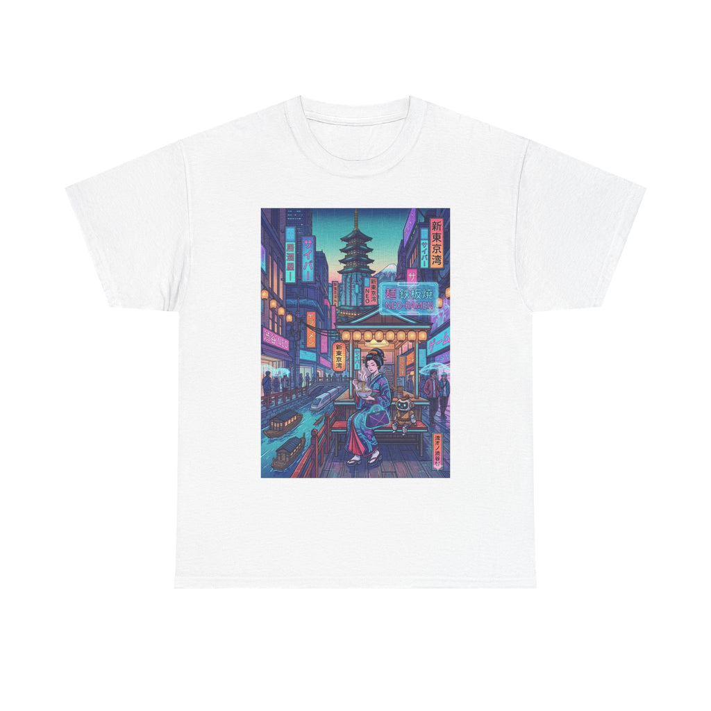 T-Shirt — Neon City Samurai Streetwear (Cyberpunk Tokyo Pagoda Design) - Japanese Streetwear T-Shirt | Tokyo Style X