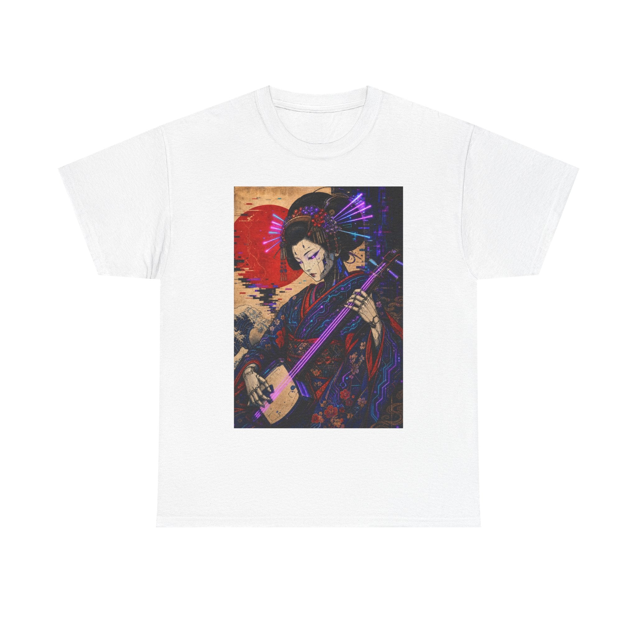 Geisha Shamisen Art Tee — Japanese Vintage-Inspired Music Graphic T-Shirt - Japanese Streetwear T-Shirt | Tokyo Style X