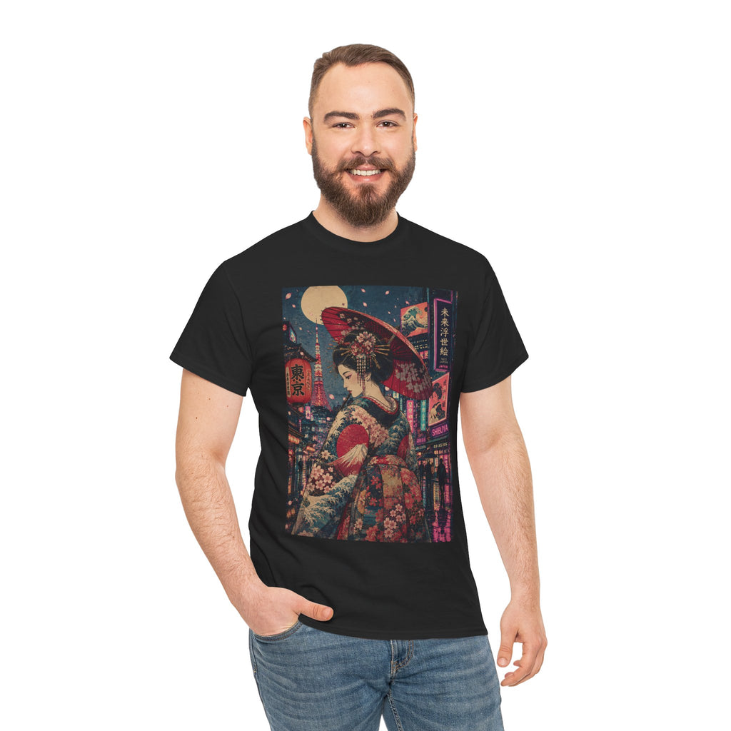 Geisha Nightstreet T‑Shirt — Vintage Japanese Cityscape Graphic Tee