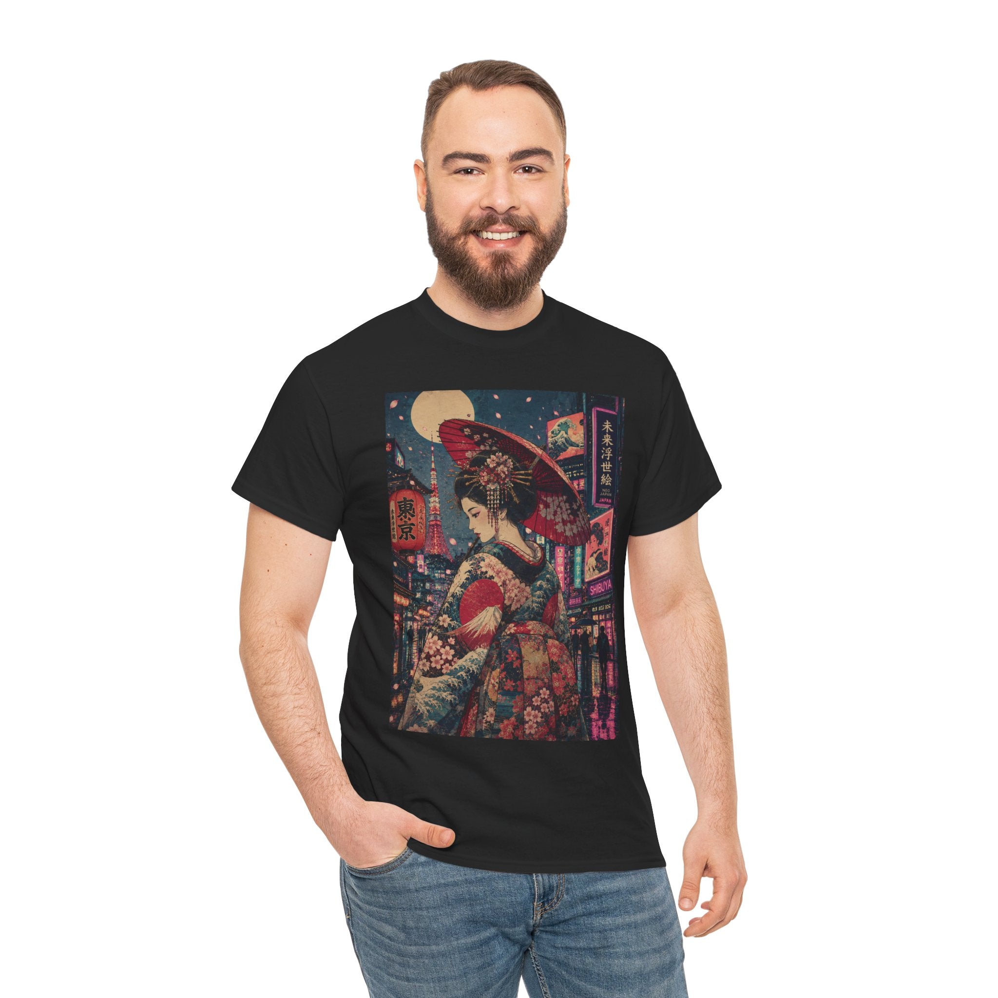 Geisha Nightstreet T‑Shirt — Vintage Japanese Cityscape Graphic Tee