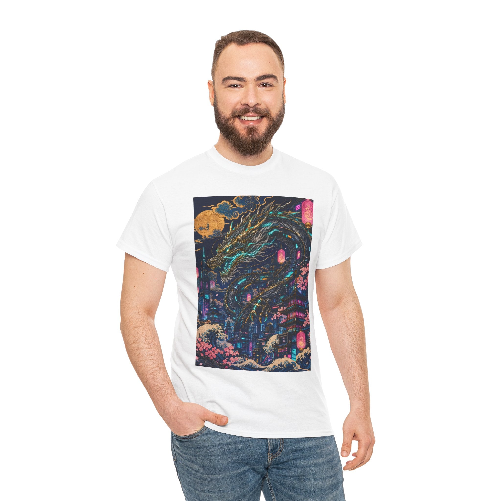 Dragon Night T‑Shirt — Neon Japanese Mythscape Tee