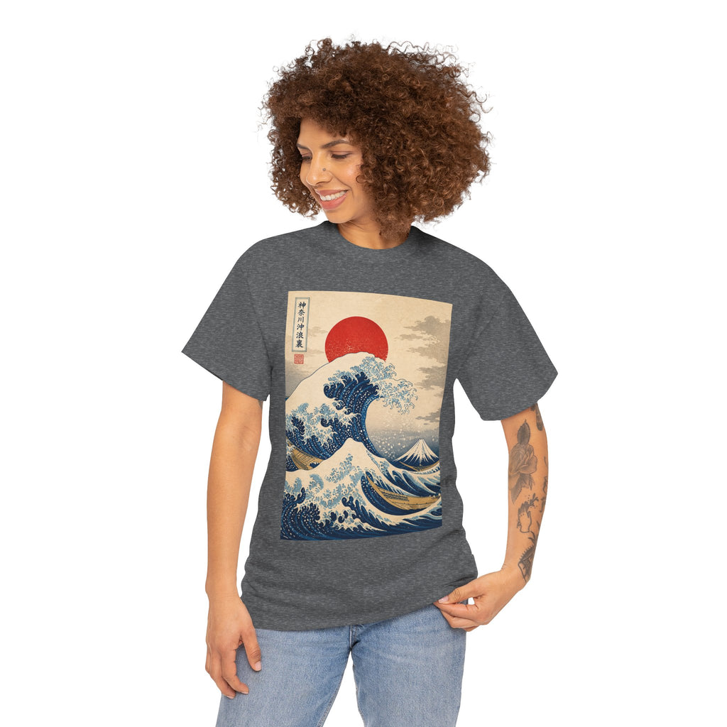 Wave and Red Sun T-Shirt — Vintage Japanese Great Wave Graphic Tee