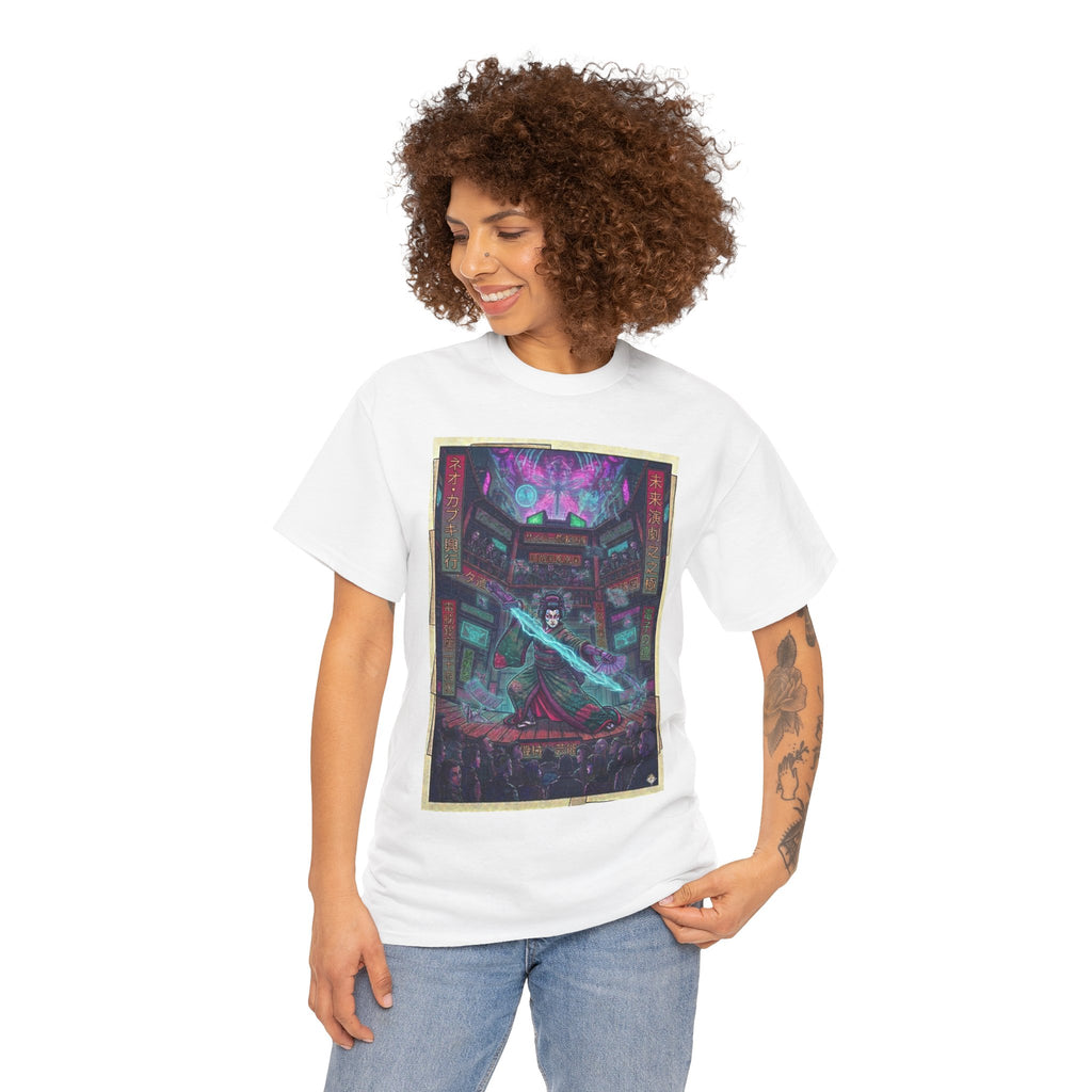 Cyberpunk Sorcerer Tee — Neon Mage Illustration Graphic T‑Shirt