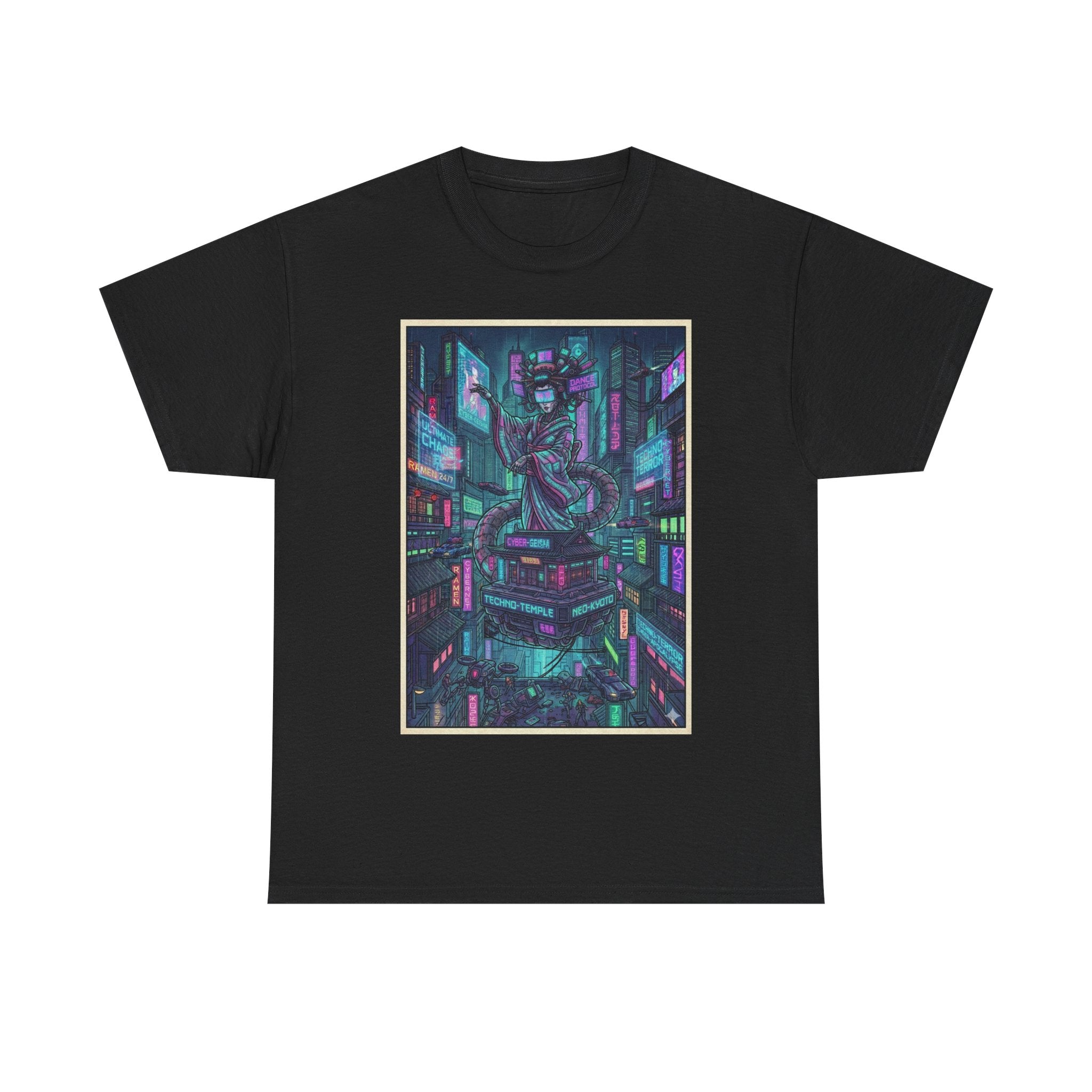 Cyberpunk City Tee — Neon Samurai Streetwear Graphic T-Shirt