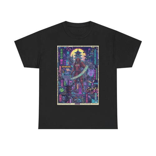 Cyber Samurai Graphic Tee — Neon Vaporwave Warrior Shirt - Japanese Streetwear T-Shirt | Tokyo Style X