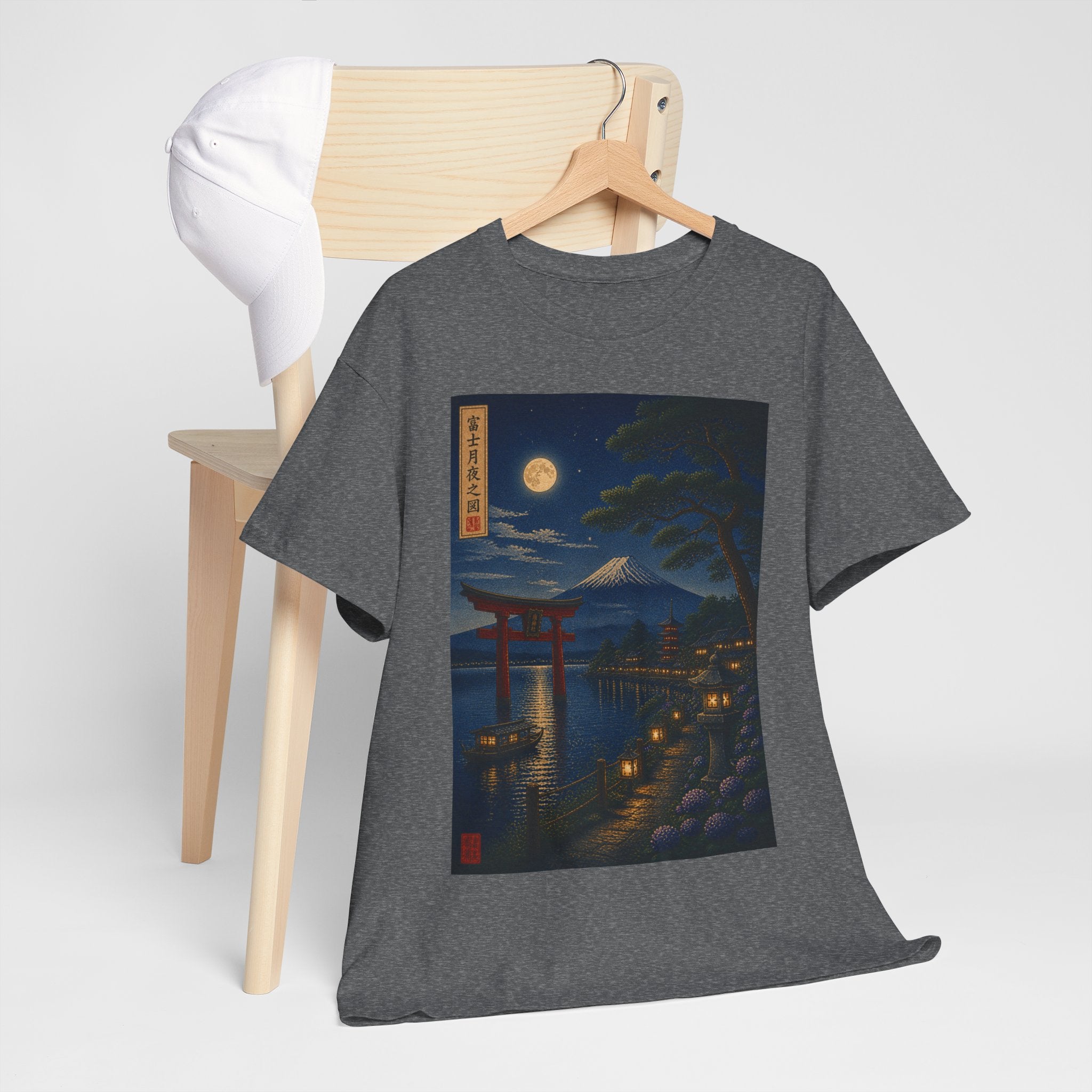 Japanese Nightscape Tee — Torii Gate Moonlit Ukiyo-e Shirt