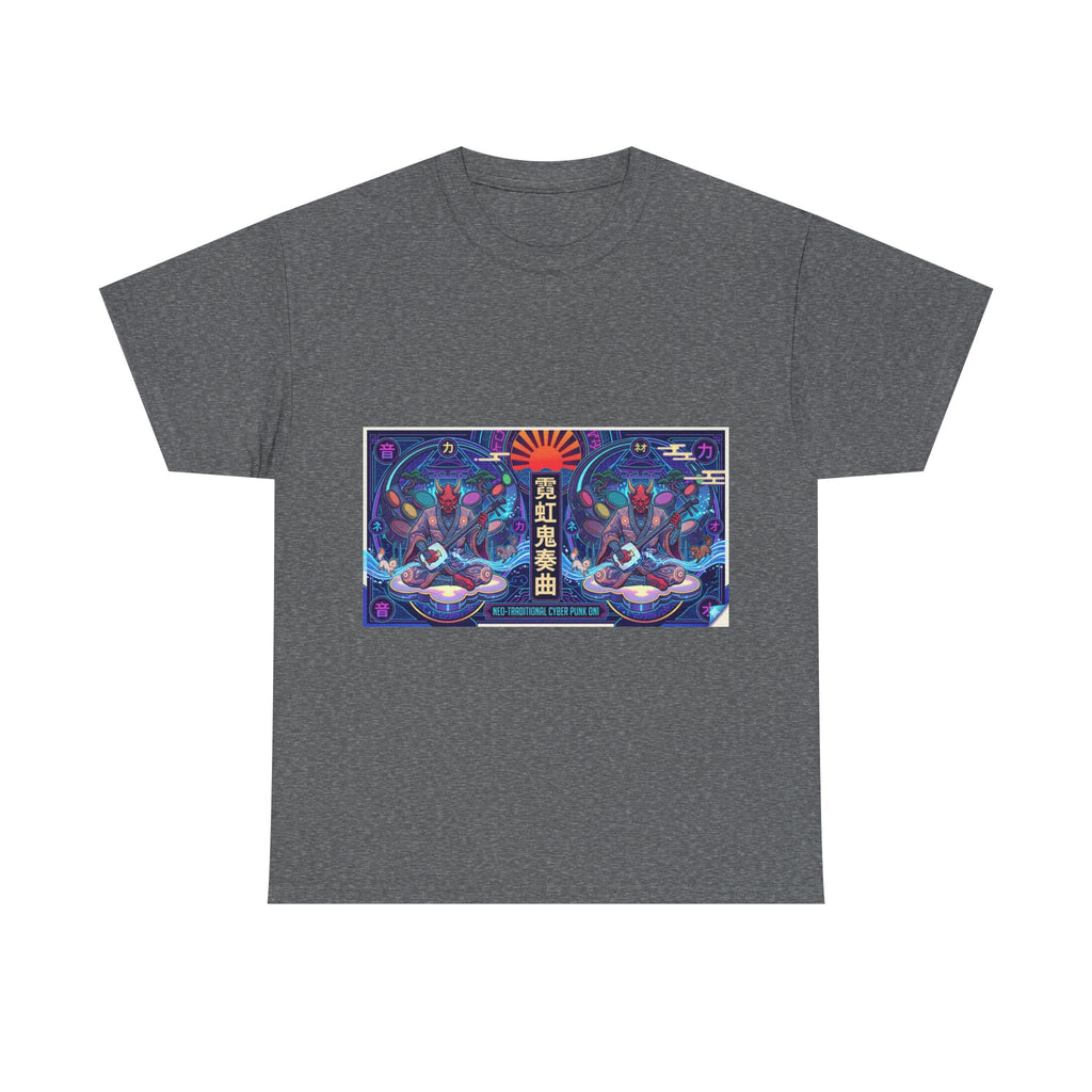 Graphic Tee — Neon Lotus Meditation Design (Japanese Text)