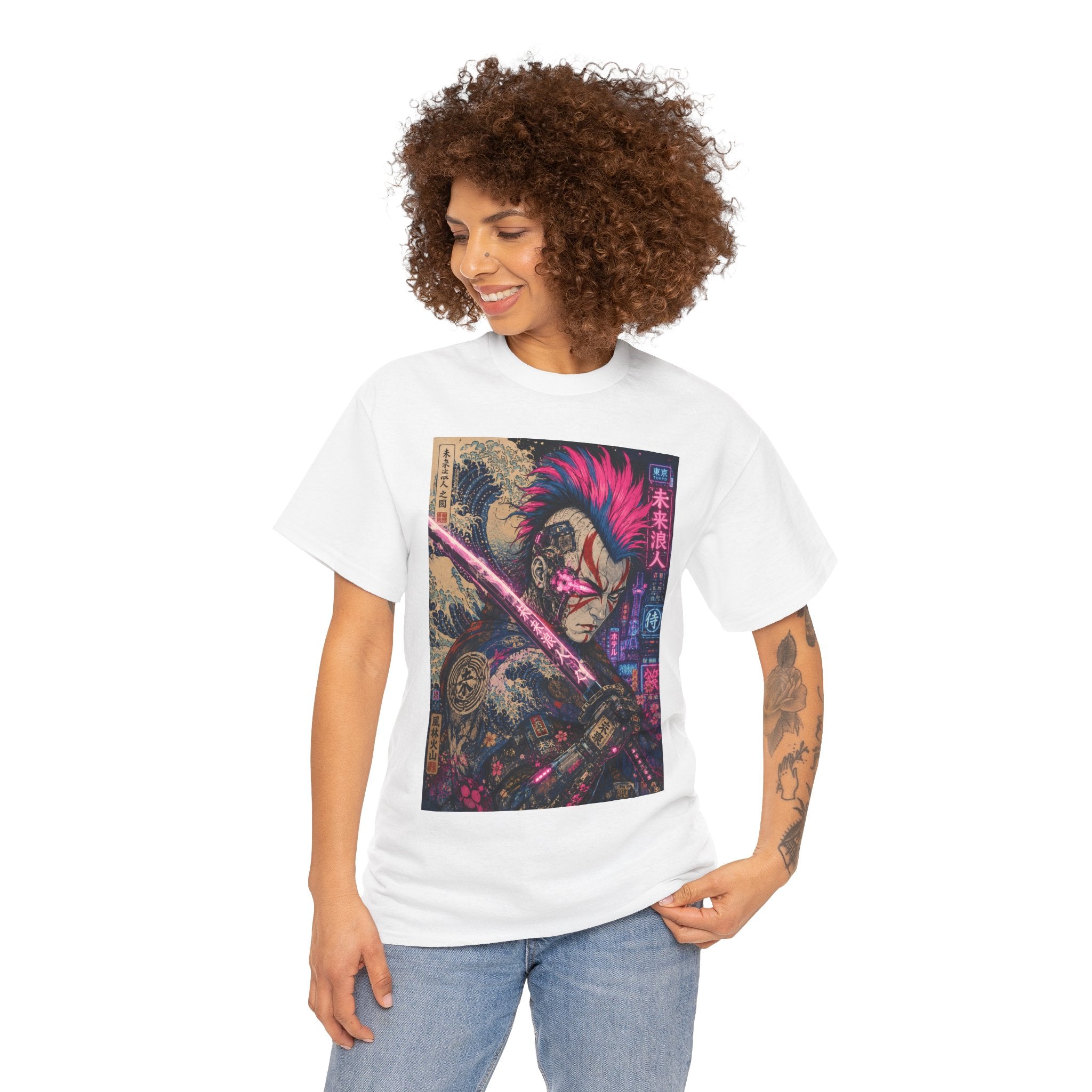 Graphic Tee — Neon Samurai Street Art Shirt - Japanese Streetwear T-Shirt | Tokyo Style X