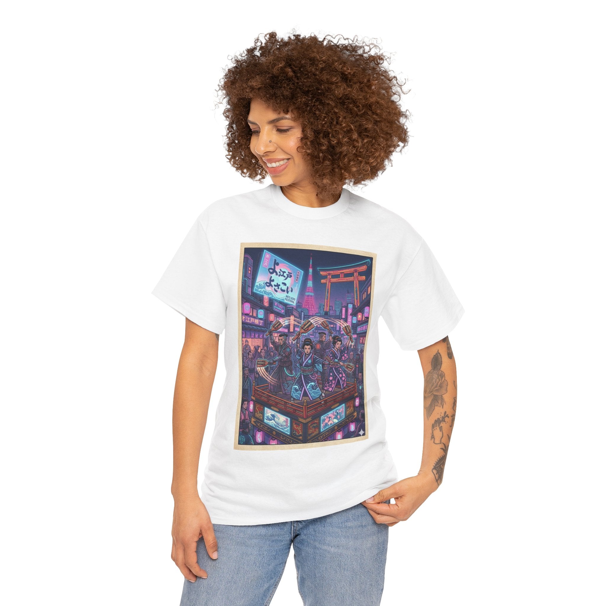 Anime Cyberpunk City T-Shirt — Neon Tokyo Street Scene