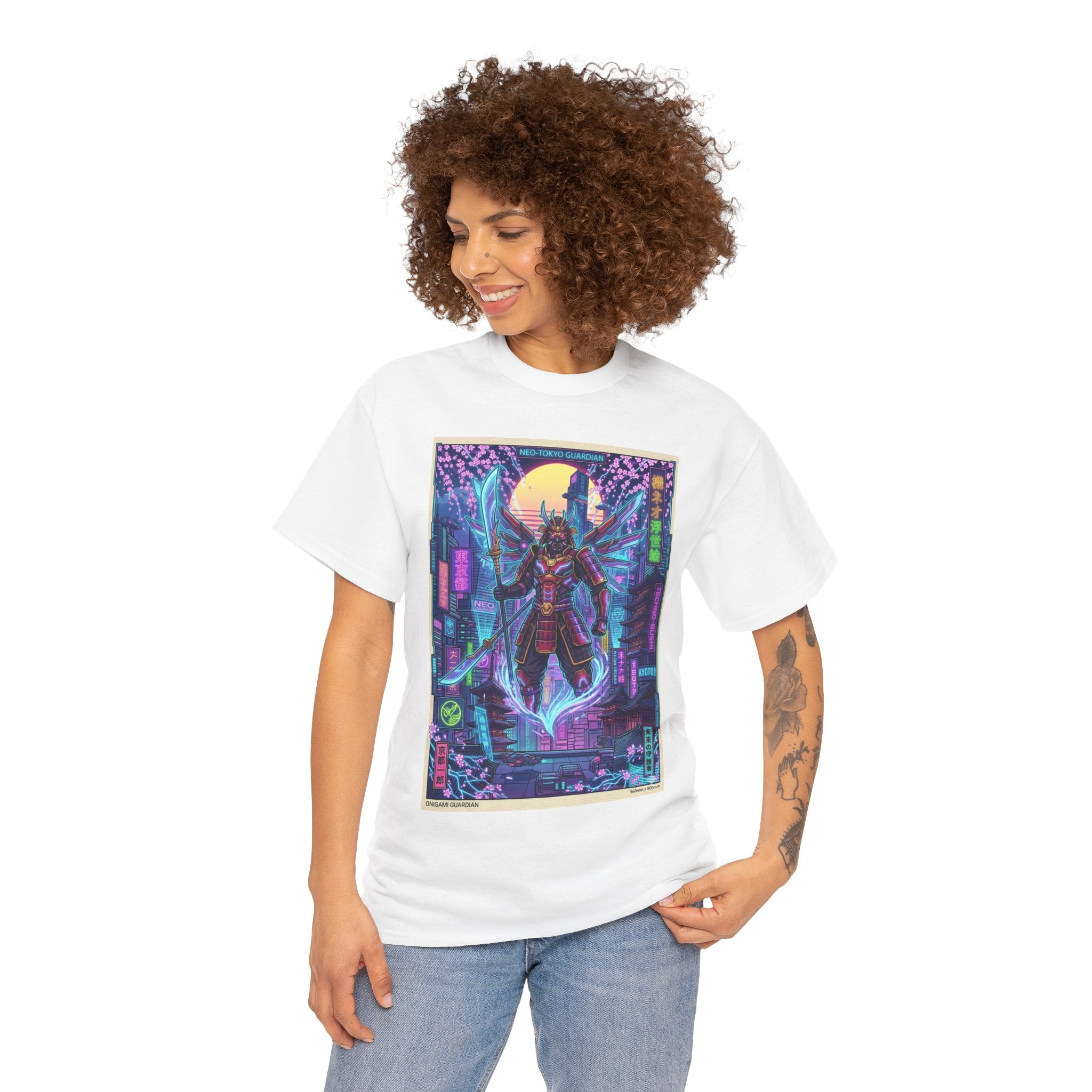 Cyberpunk Samurai T-Shirt — Neon Futuristic Japan Graphic Tee - Japanese Streetwear T-Shirt | Tokyo Style X