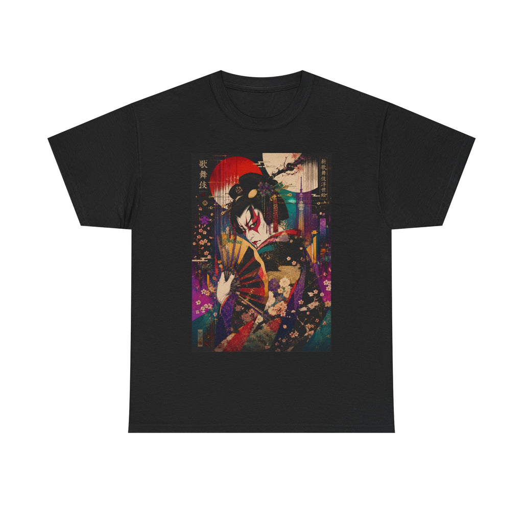 Geisha Nightscape T-Shirt — Neon Japanese Art Print Tee